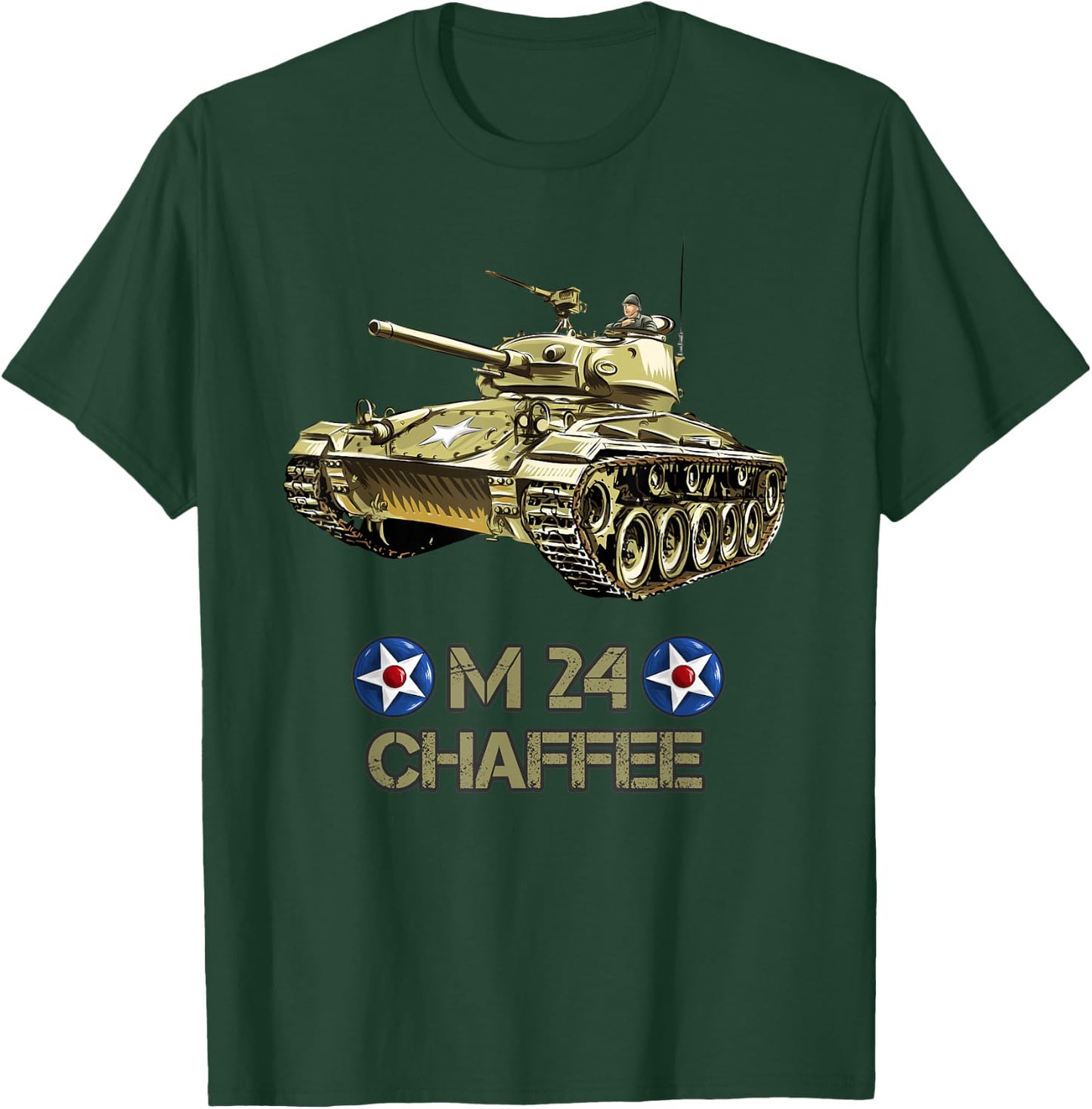 World War 2 American Tank M24 Chaffee Light Tank T-Shirt - T-Shirt | Forest