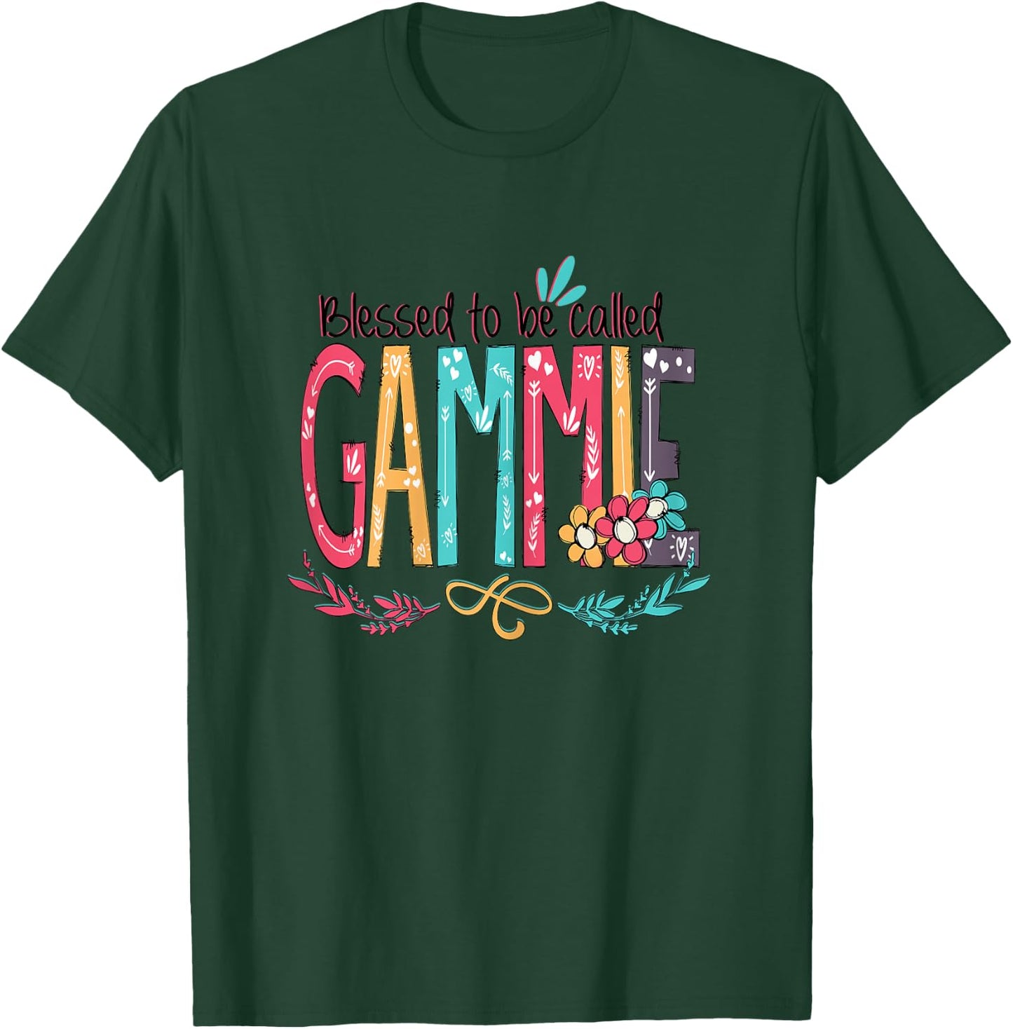 Blessed to be called Gammie Colorful Grandma Christmas Women T-Shirt - T-Shirt | Forest