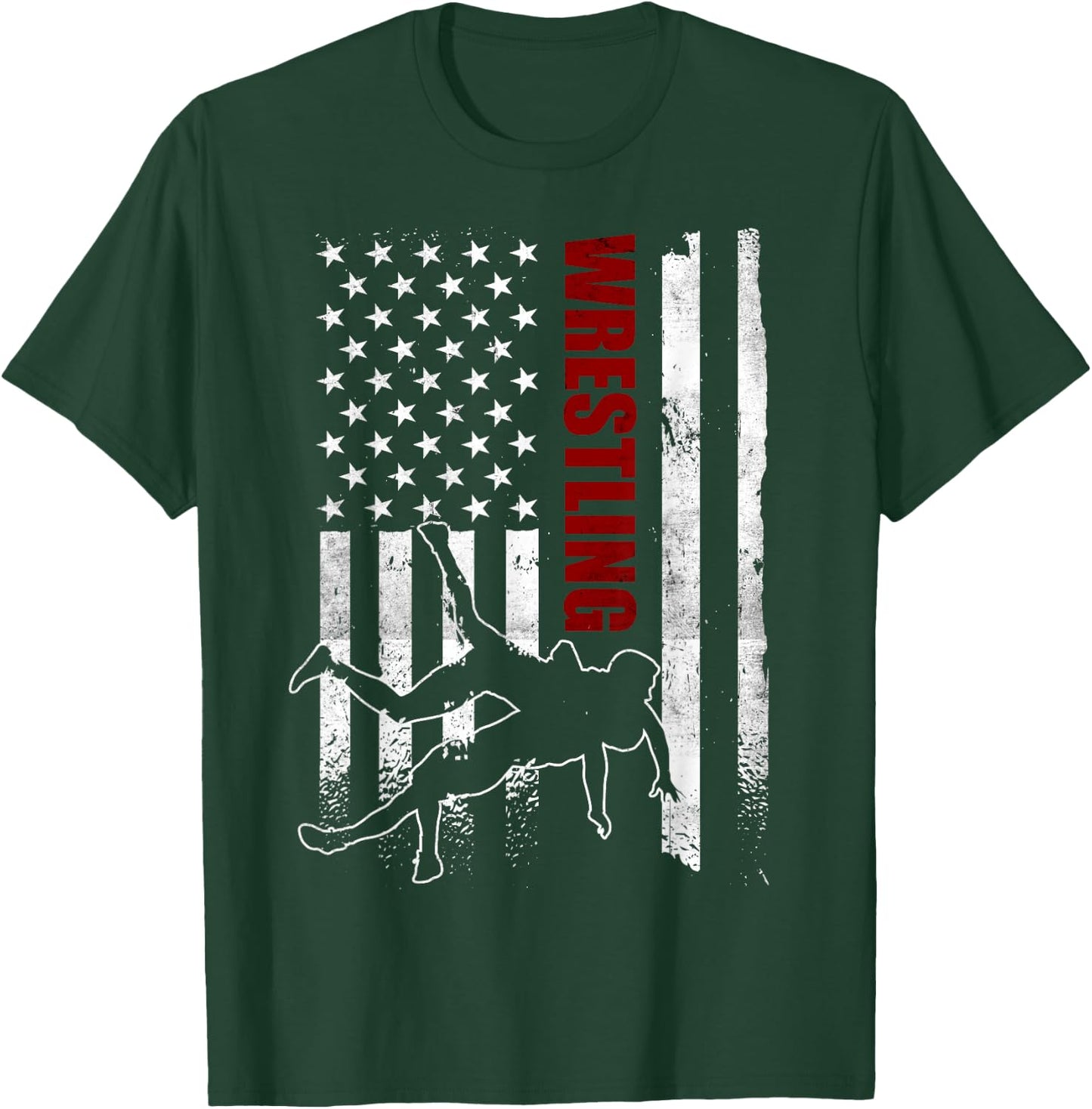 Retro American Wrestling Apparel US Flag Wrestling T-Shirt - T-Shirt | Forest