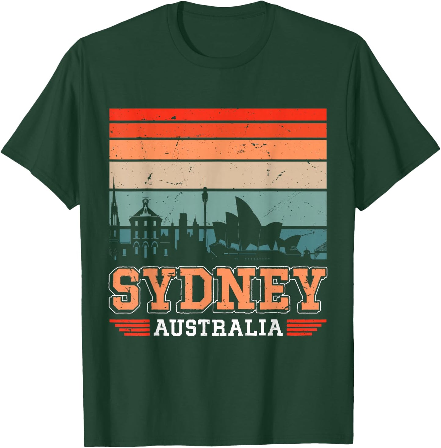 Sydney Australia Retro Vintage Sunset Skyline Sydney T-Shirt - T-Shirt | Forest