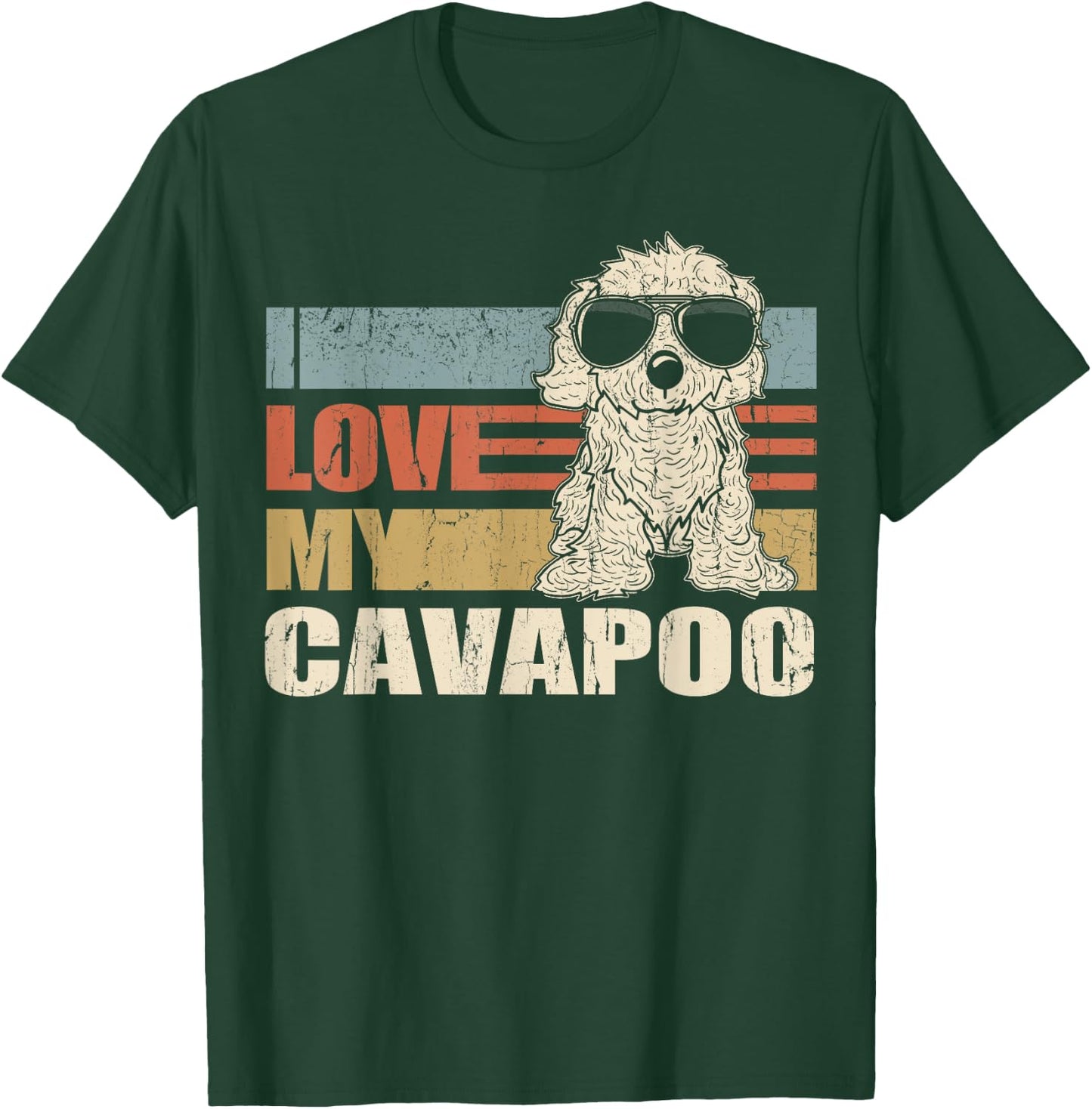 I Love My Cavapoo Cool Dog Vintage Retro Women Girls Kids T-Shirt - T-Shirt | Forest