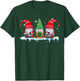 Three Gnomes Drinking Wine Funny Xmas Lights Gnome Wine T-Shirt - T-Shirt | Forest