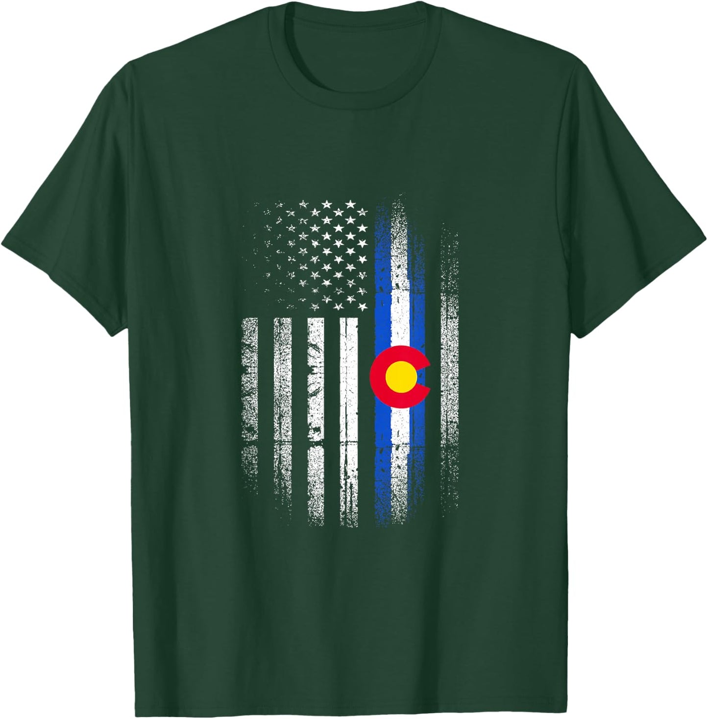 Colorado USA American Flag State Home Pride Patriotic T-Shirt - T-Shirt | Forest