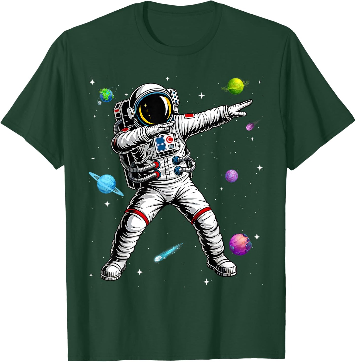 Astronaut Dabbing Planets Science Space T-Shirt - T-Shirt | Forest