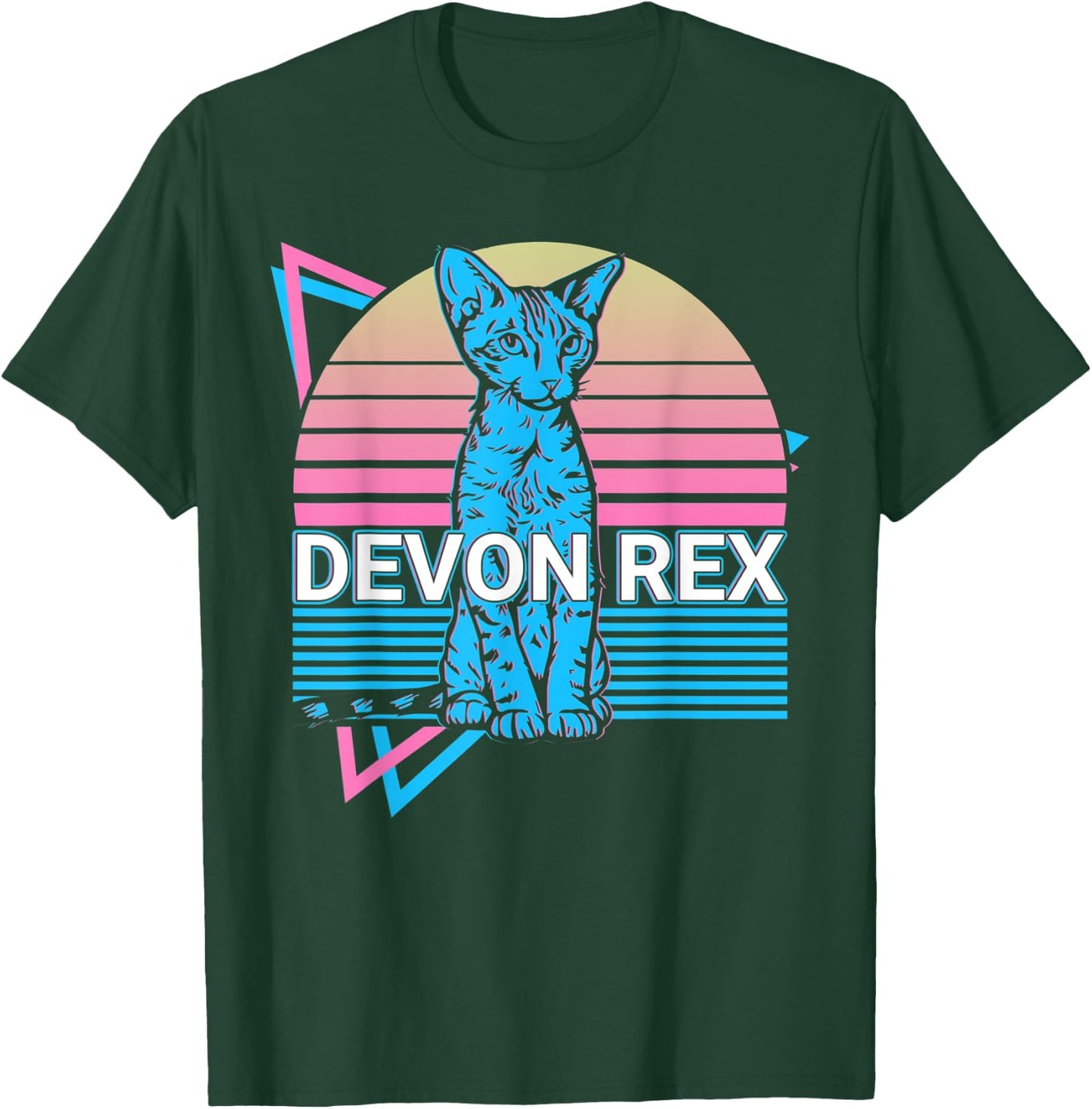 Devon Rex Cat Retro T-Shirt - T-Shirt | Forest