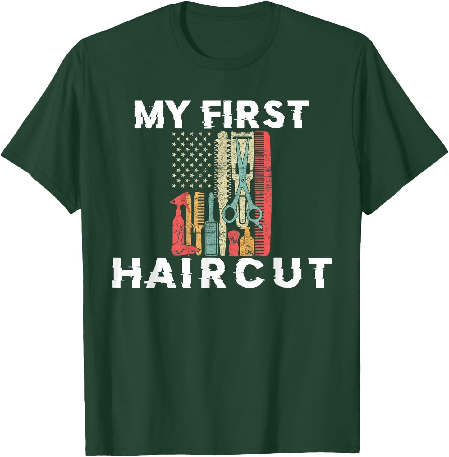 This Is My First Haircut Barber Barbershop Kids Boys Hair T-Shirt - T-Shirt | Forest