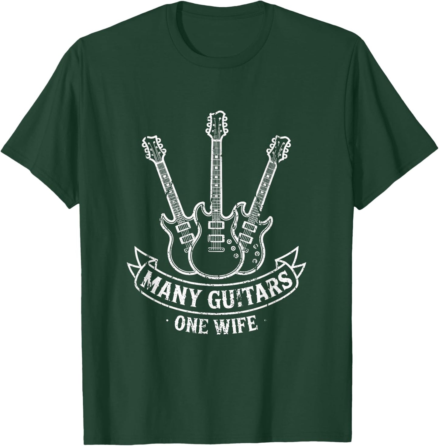 Funny Many Guitars One Wife Married Guitarist T-Shirt - T-Shirt | Forest