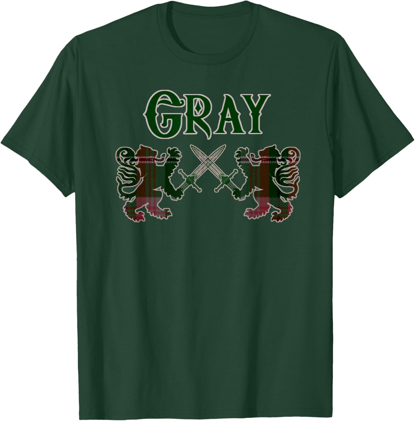 Clan Gray Scottish Family Kilt Tartan Lion T-Shirt - T-Shirt | Forest