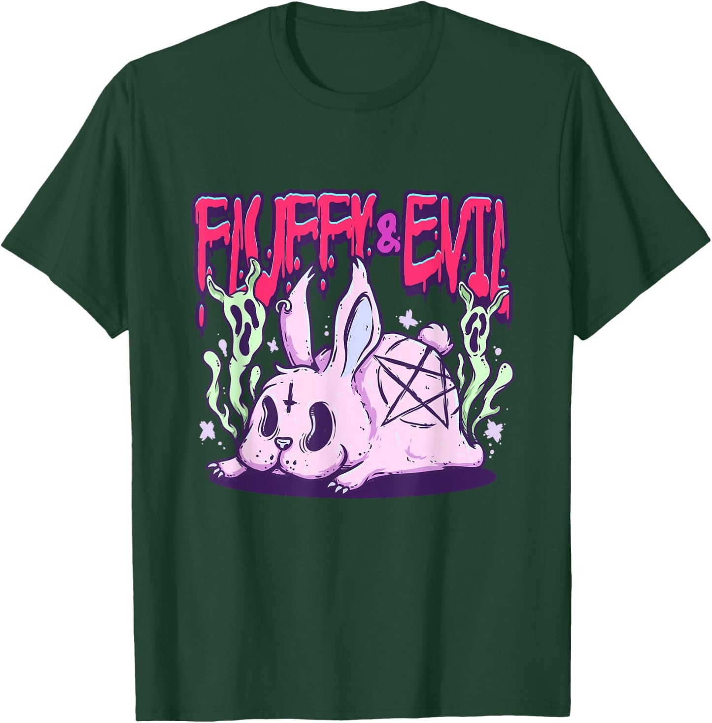 Fluffy & Evil Pastel Goth Rabbit Voodoo Satanic Bunny T-Shirt - T-Shirt | Forest