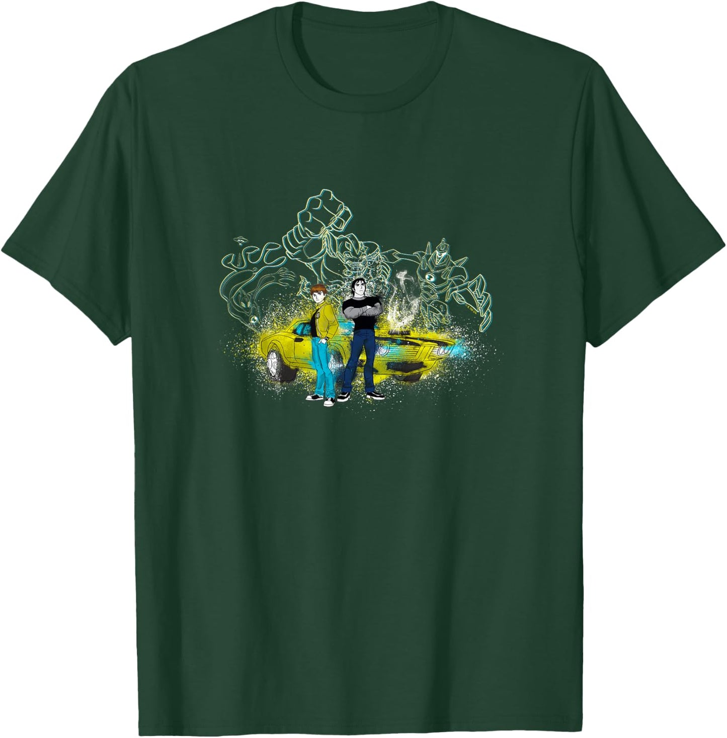 Ben 10: Alien Force Ben & Kevin Spray Painted Car Retro Shot T-Shirt - T-Shirt | Forest