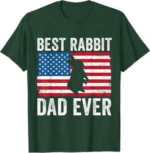 Rabbit Dad American Flag Funny Rabbit Lover Bunny Dad Daddy T-Shirt - T-Shirt | Forest