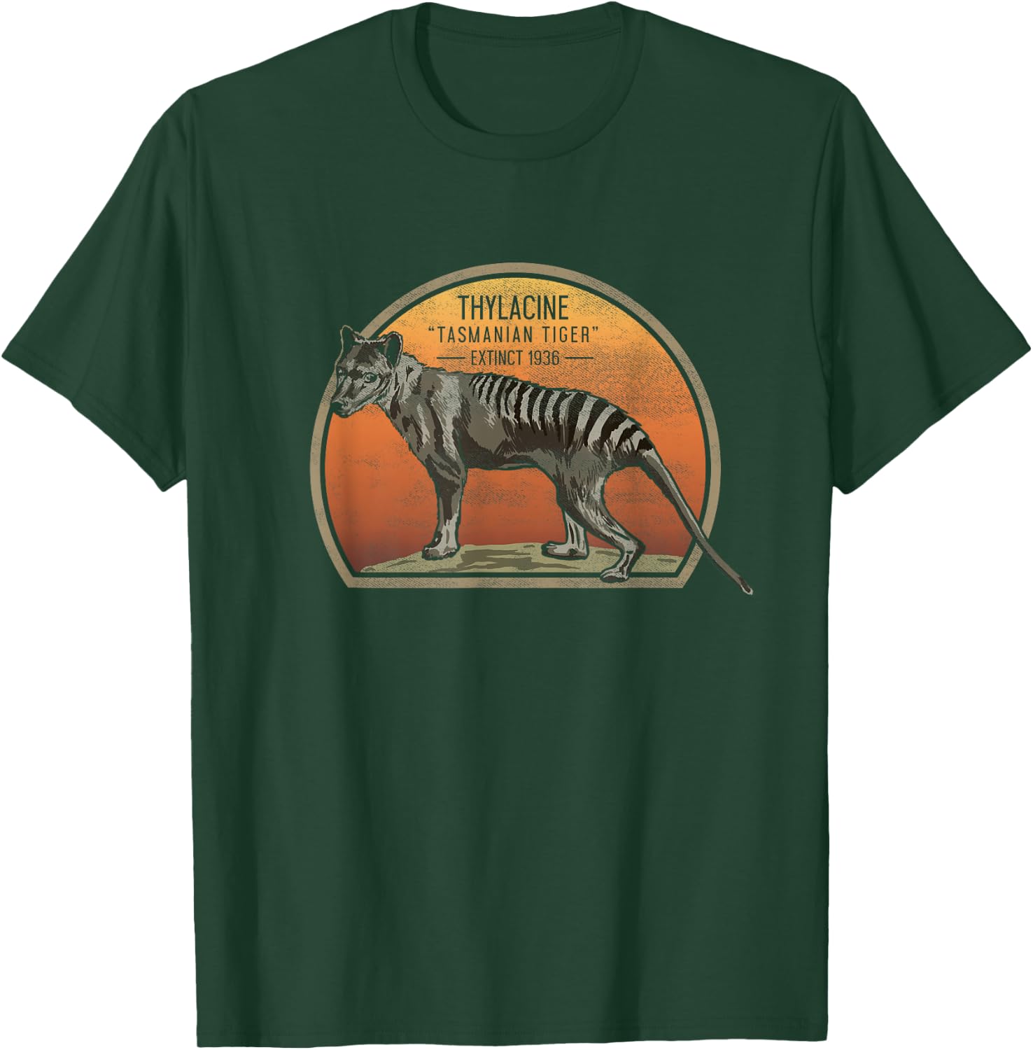 Tasmanian Tiger Tylacine Wolf Australian Extinct Art Picture T-Shirt - T-Shirt | Forest