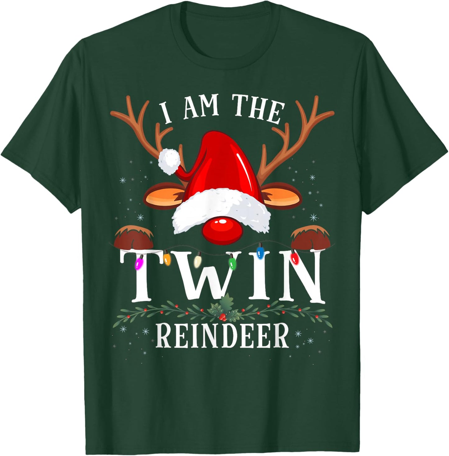 I Am The Twin Reindeer Christmas Family T-Shirt - T-Shirt | Forest