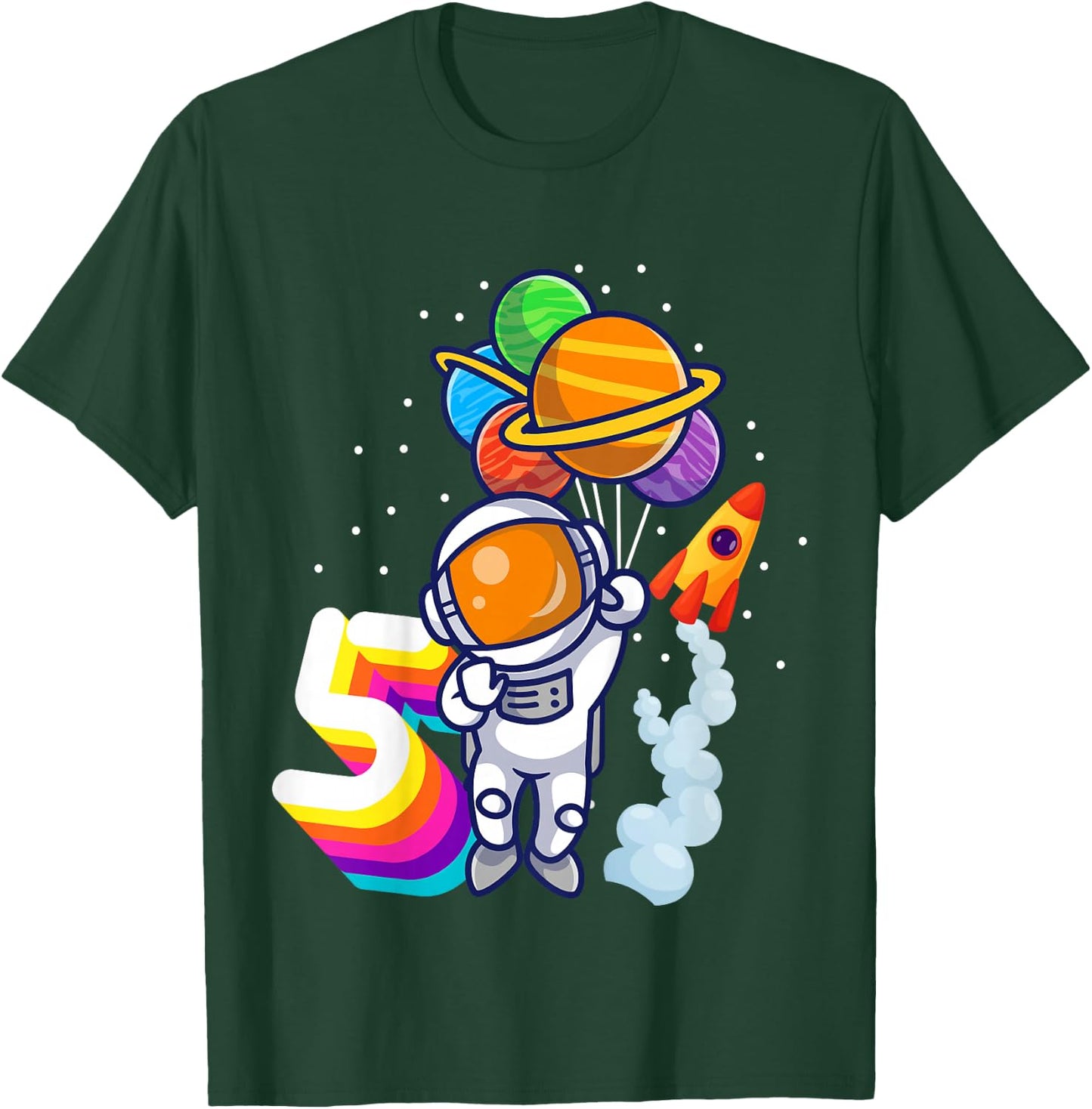 5th Birthday Boy Astronaut 5 Years Space Travel Space T-Shirt - T-Shirt | Forest