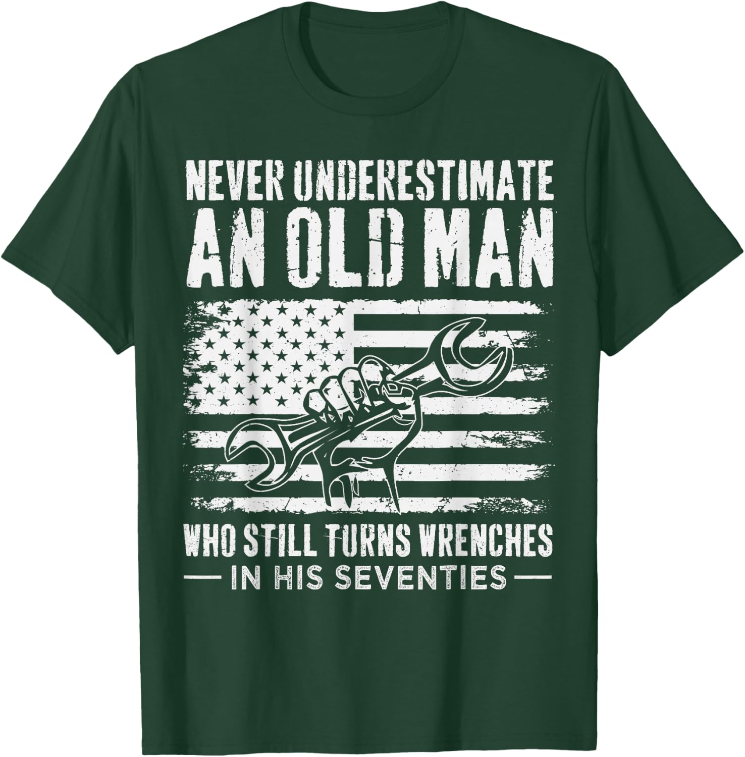 Never Underestimate an Old Man Mechanic in His Seventies T-Shirt - T-Shirt | Forest