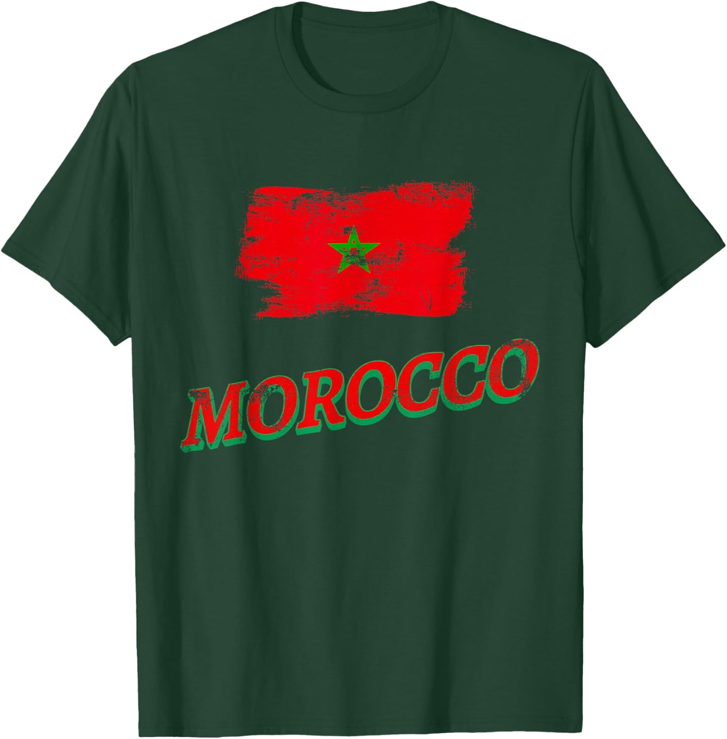 Vintage Morocco Flag Moroccan 2026 Pride Lovers T-Shirt - T-Shirt | Forest