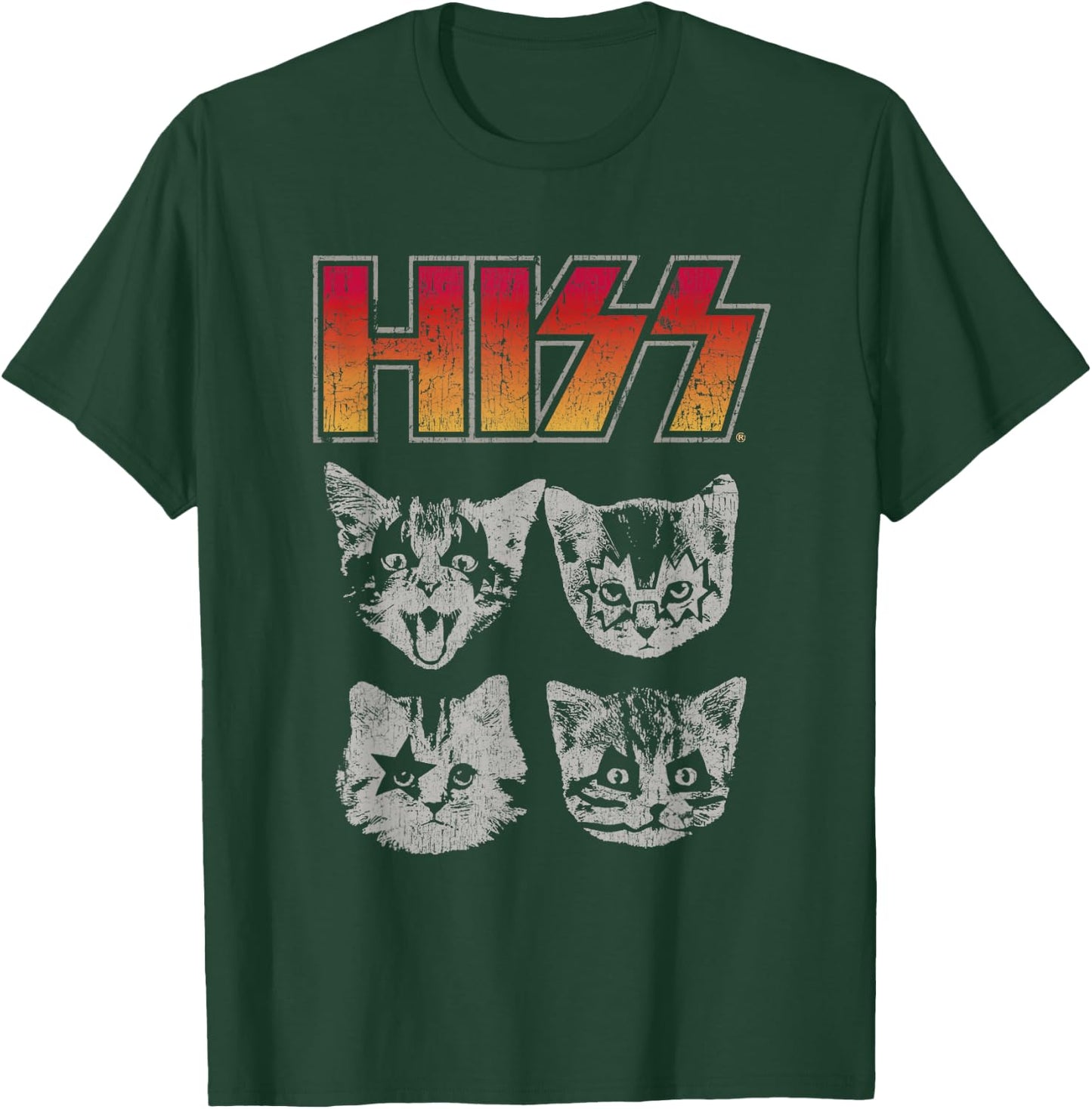 HISS Cat Funny Cats Kittens Rock Music Cat Lover Hiss , Black T-Shirt - T-Shirt | Forest