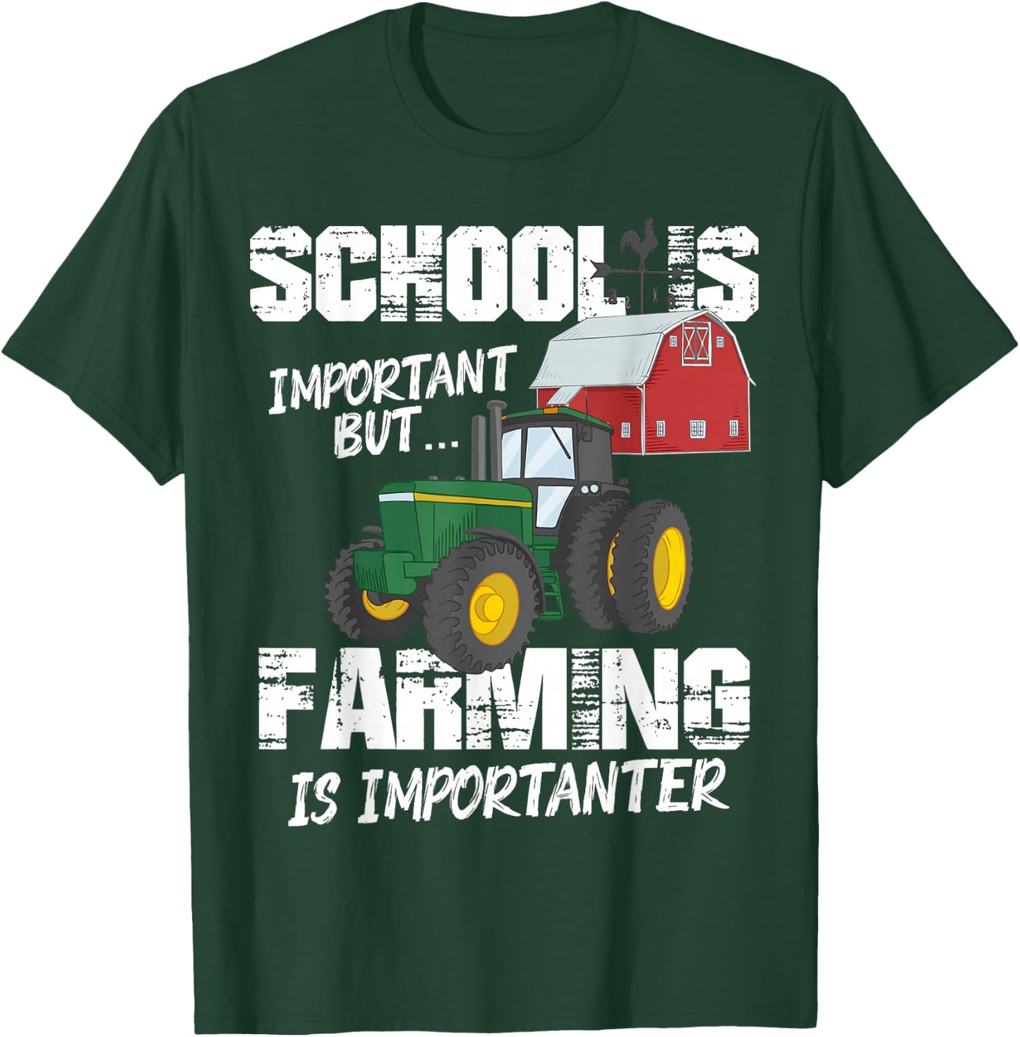 School Is Important But Farming Is Importanter Vintage Farm T-Shirt - T-Shirt | Forest