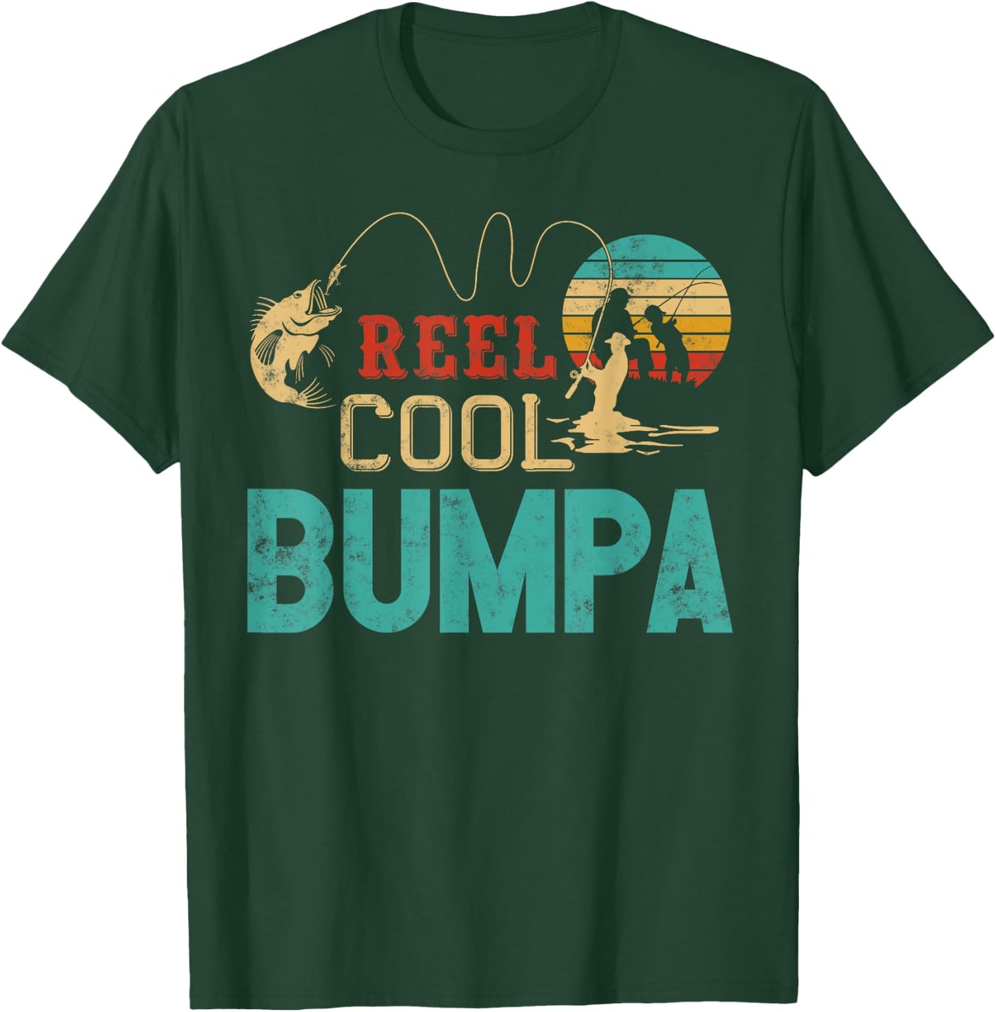 Reel Cool Bumpa vintage funny fishing rod gifts for Bumpa T-Shirt - T-Shirt | Forest