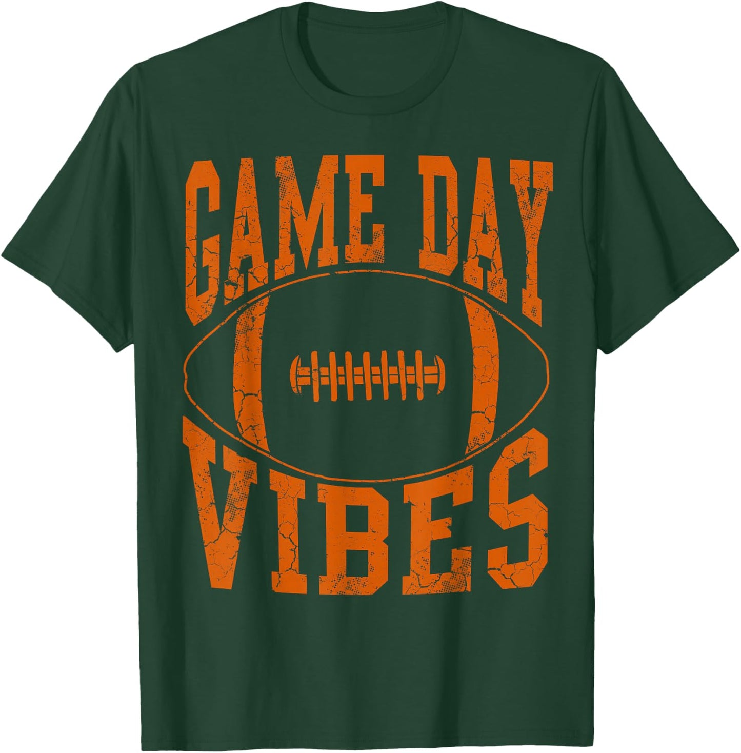 Game Day Vibes Orange Football Vintage Distressed T-Shirt - T-Shirt | Forest