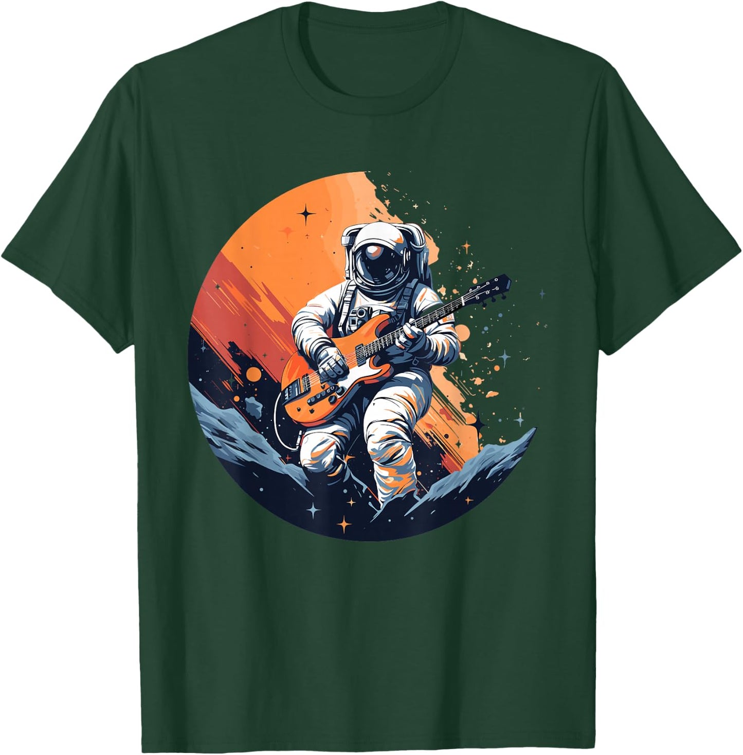 Cool Design with an Astronaut playing Guitar T-Shirt - T-Shirt | Forest