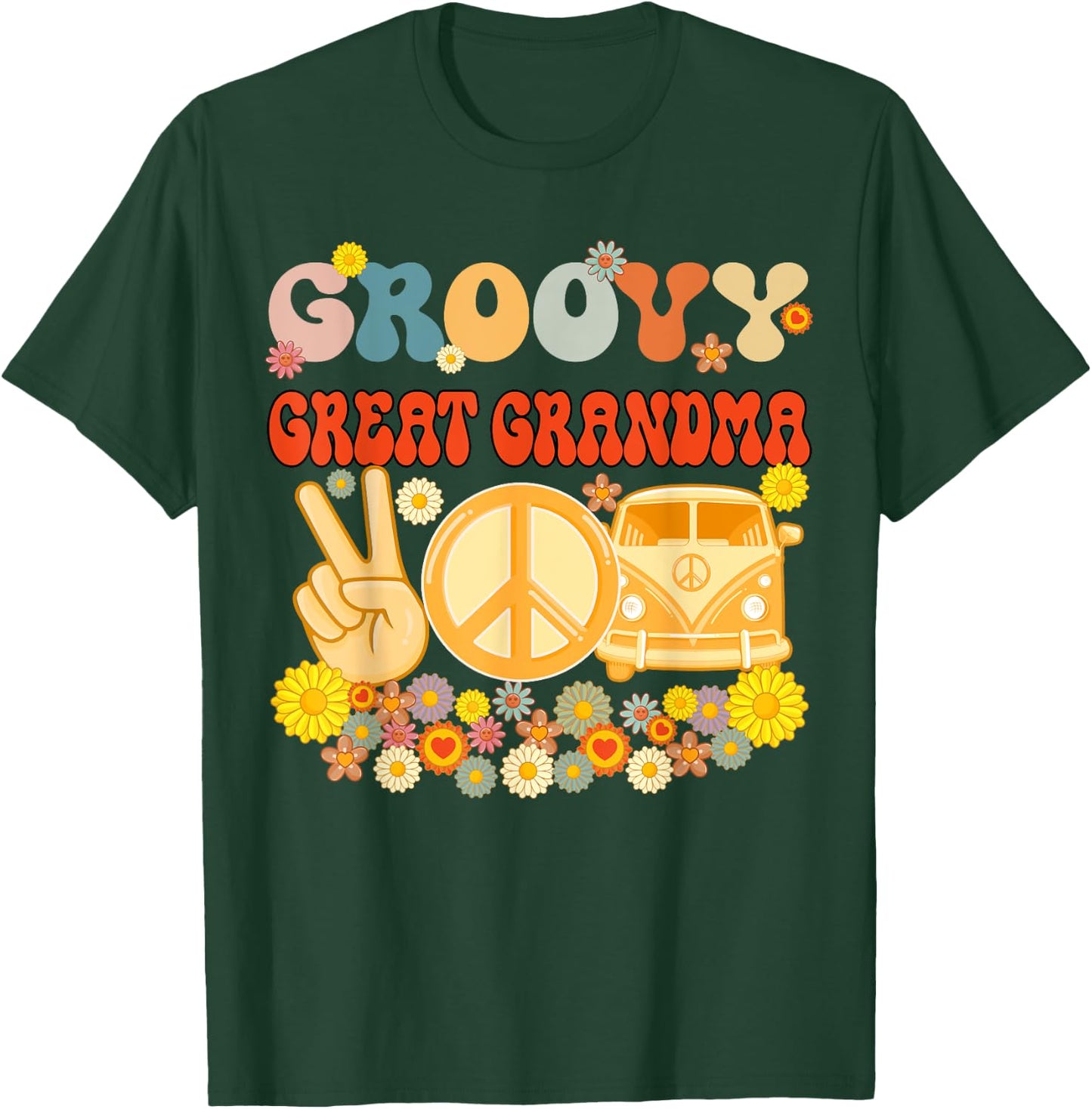 Groovy Great Grandma Retro Matching Family Baby Shower T-Shirt - T-Shirt | Forest