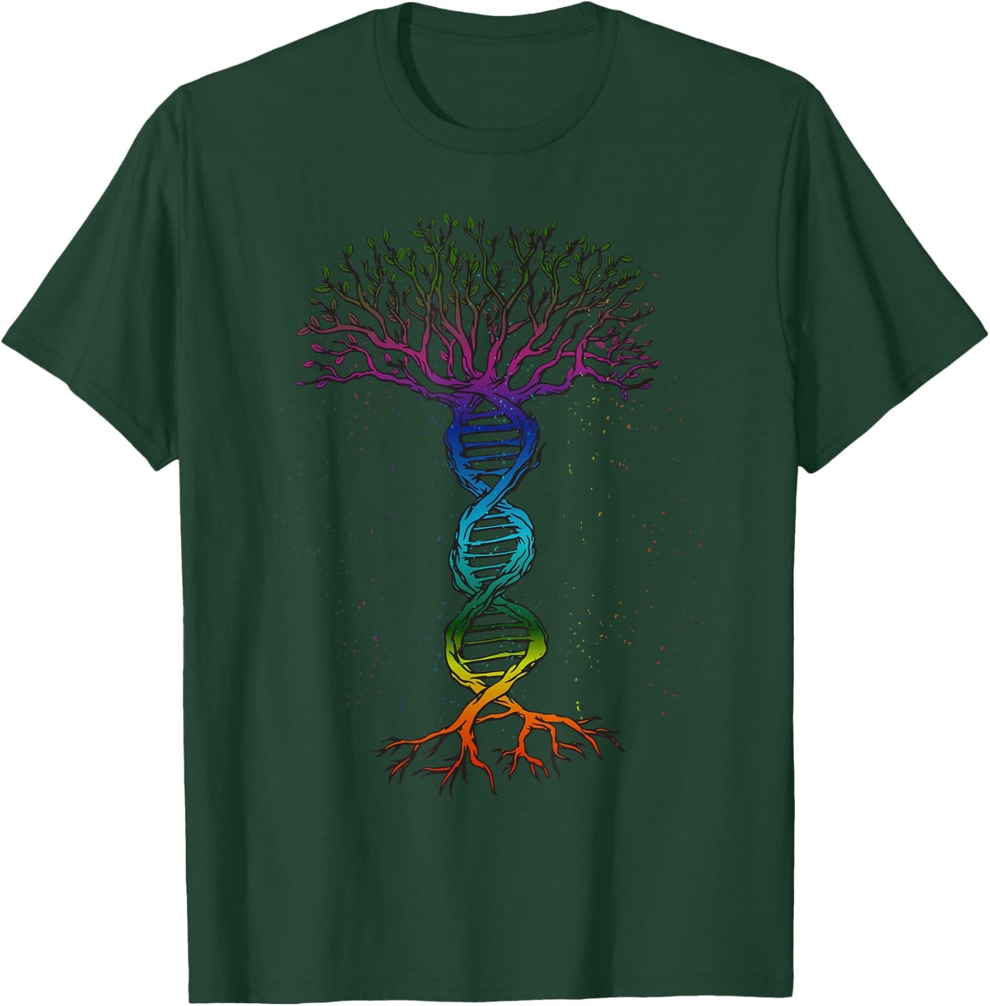 Rainbow DNA Tree Science Nerd Microbiology Biology Teacher T-Shirt - T-Shirt | Forest