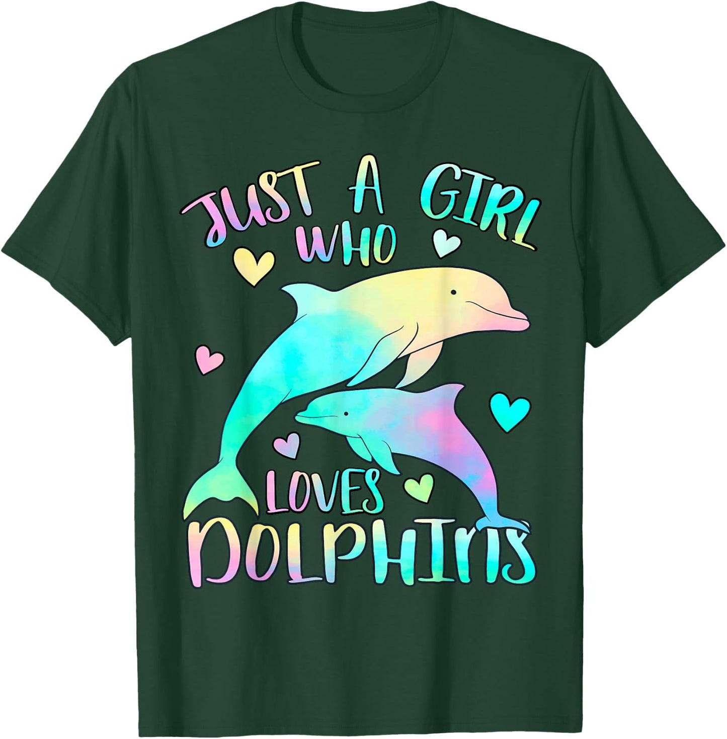 Just a Girl Who Loves Dolphins Cute Girl Dolphin Lover Theme T-Shirt - T-Shirt | Forest