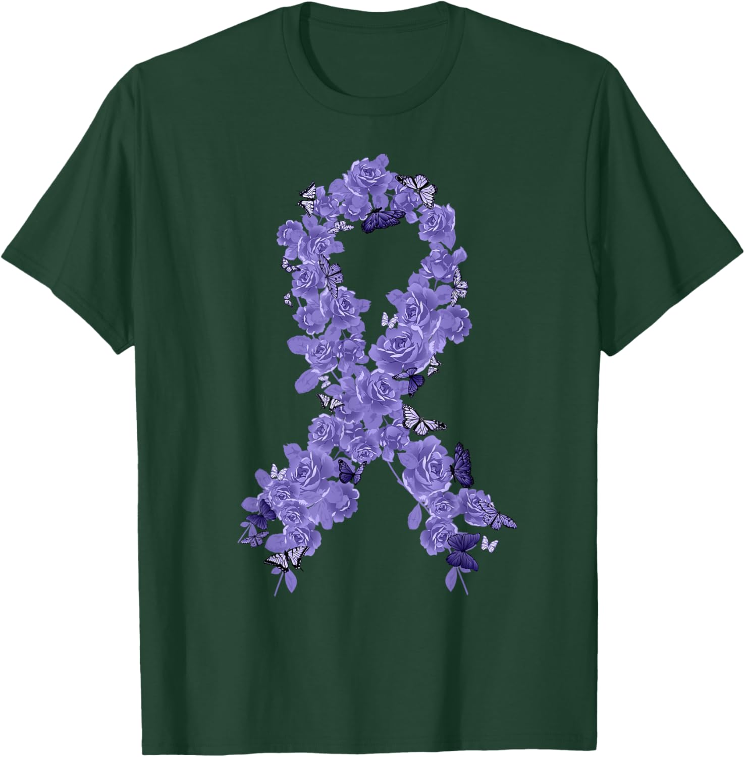 Violet Ribbon Hodgkin Lymphoma Awareness T-Shirt - T-Shirt | Forest