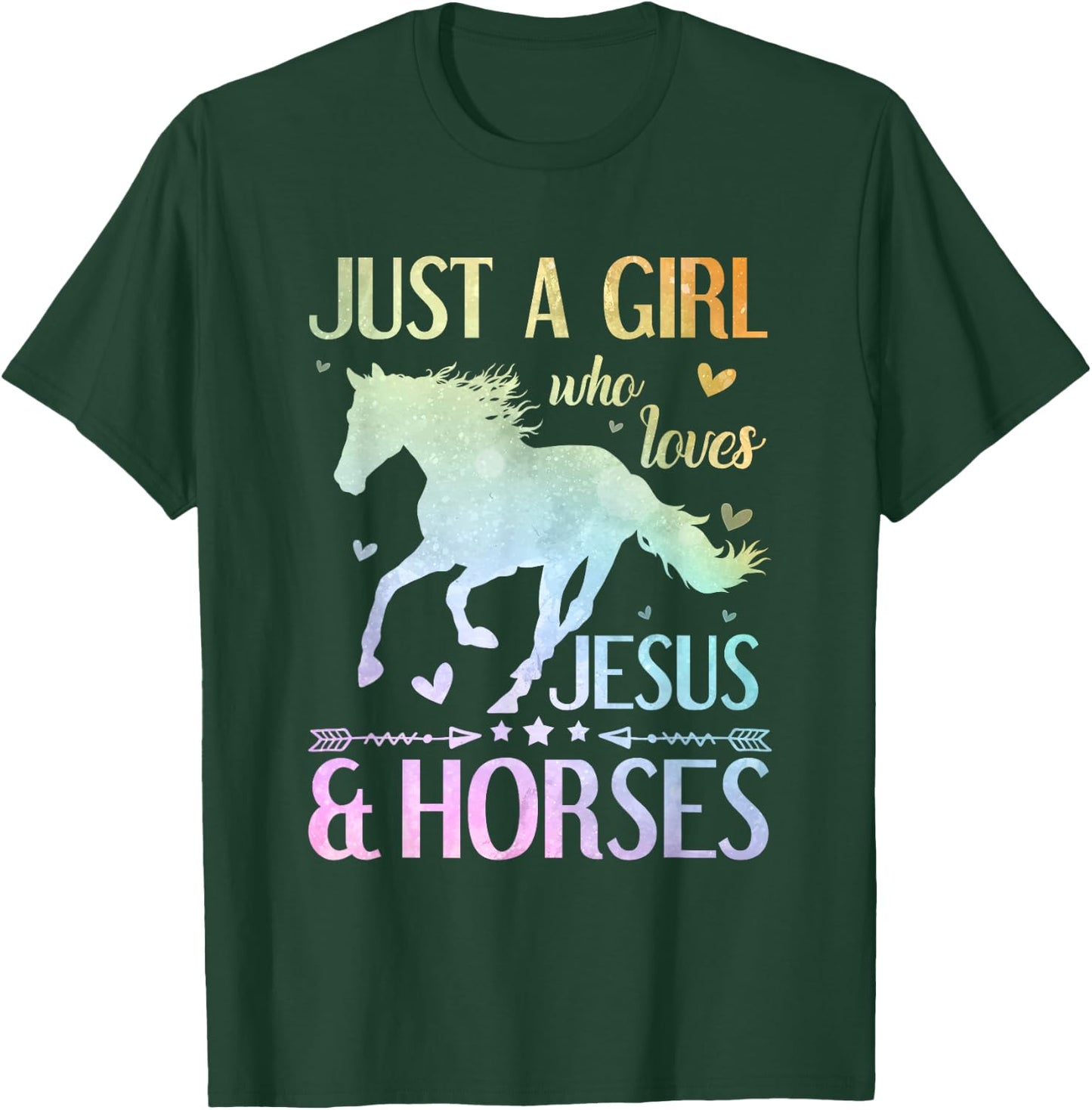 Jesus And Horses, Horse Gifts For Girls, Women T-Shirt - T-Shirt | Forest