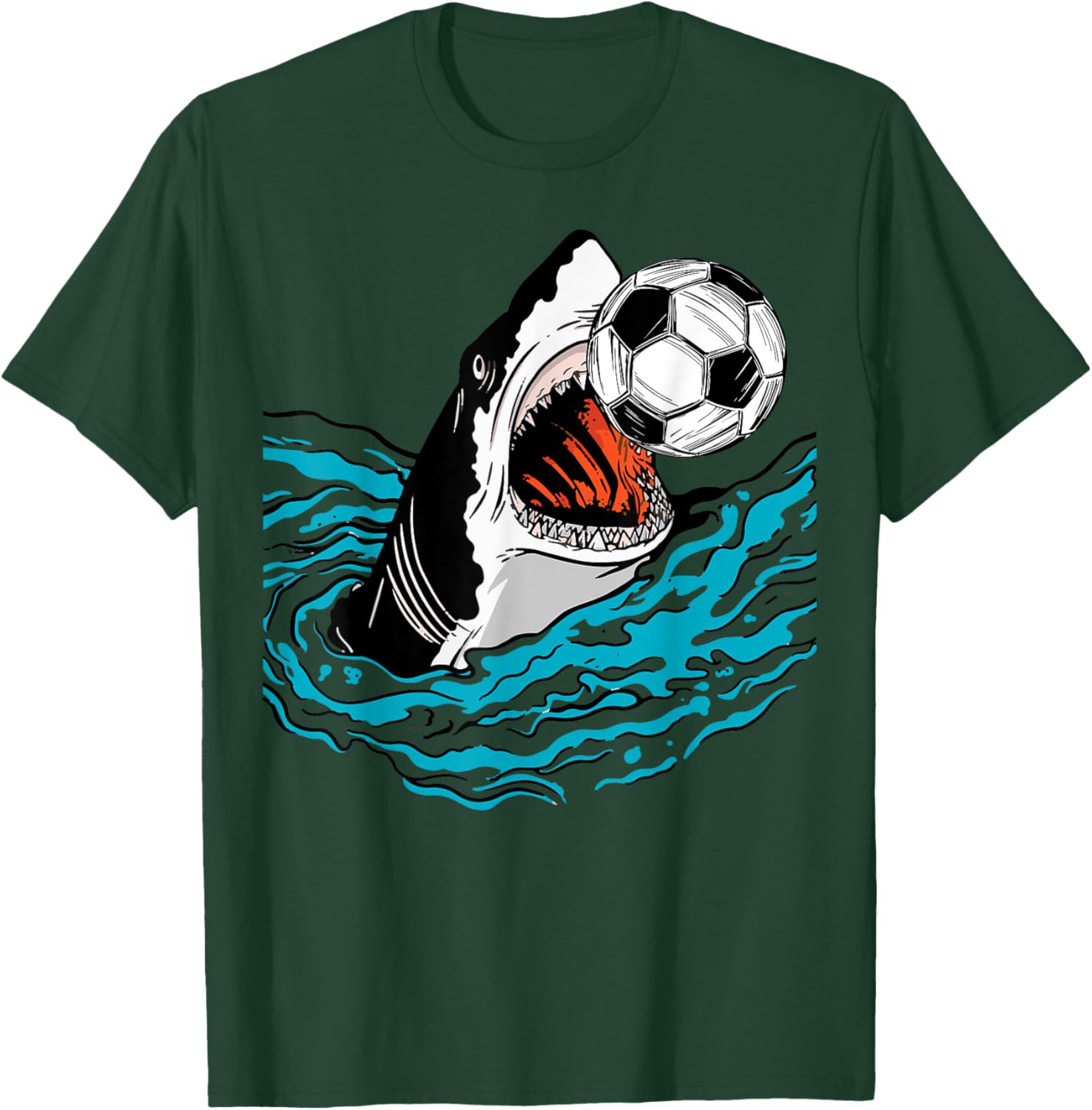 Soccer Shark Playing Ball Cool Animal Sports Lovers Gifts T-Shirt - T-Shirt | Forest