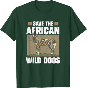 Save The African Wild Dogs T Shirt Endangered Painted Wolf T-Shirt - T-Shirt | Forest