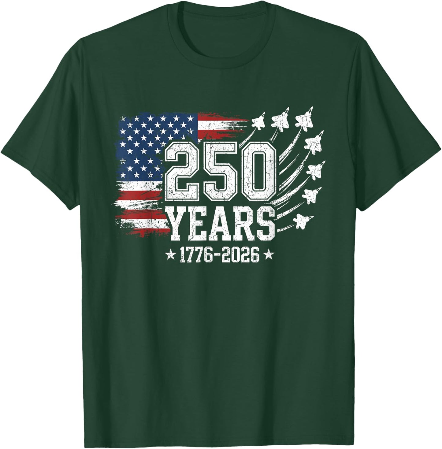 250 Years 250th Anniversary American Flag USA 4th of July T-Shirt - T-Shirt | Forest
