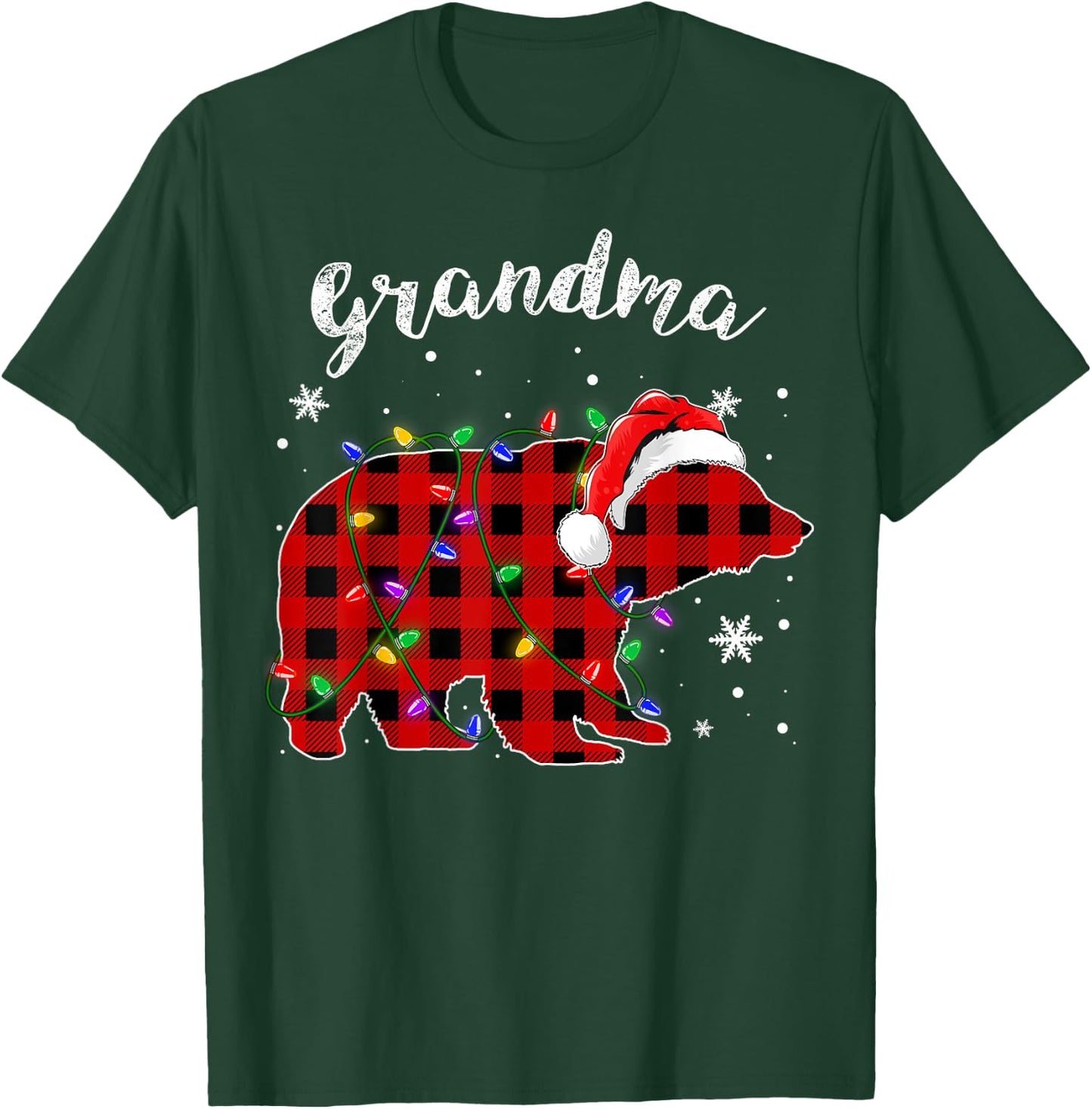 Red Plaid Grandma Bear Buffalo Family Pajama Christmas T-Shirt - T-Shirt | Forest