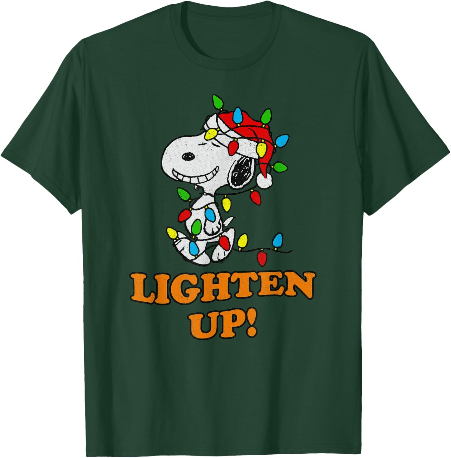 Peanuts Snoopy Christmas Lighten Up Short Sleeve T-Shirt - T-Shirt | Forest