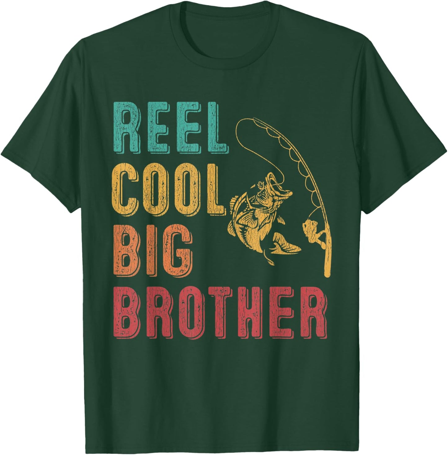 Reel Cool Big Brother Funny Matching Family Fishing Vacation T-Shirt - T-Shirt | Forest