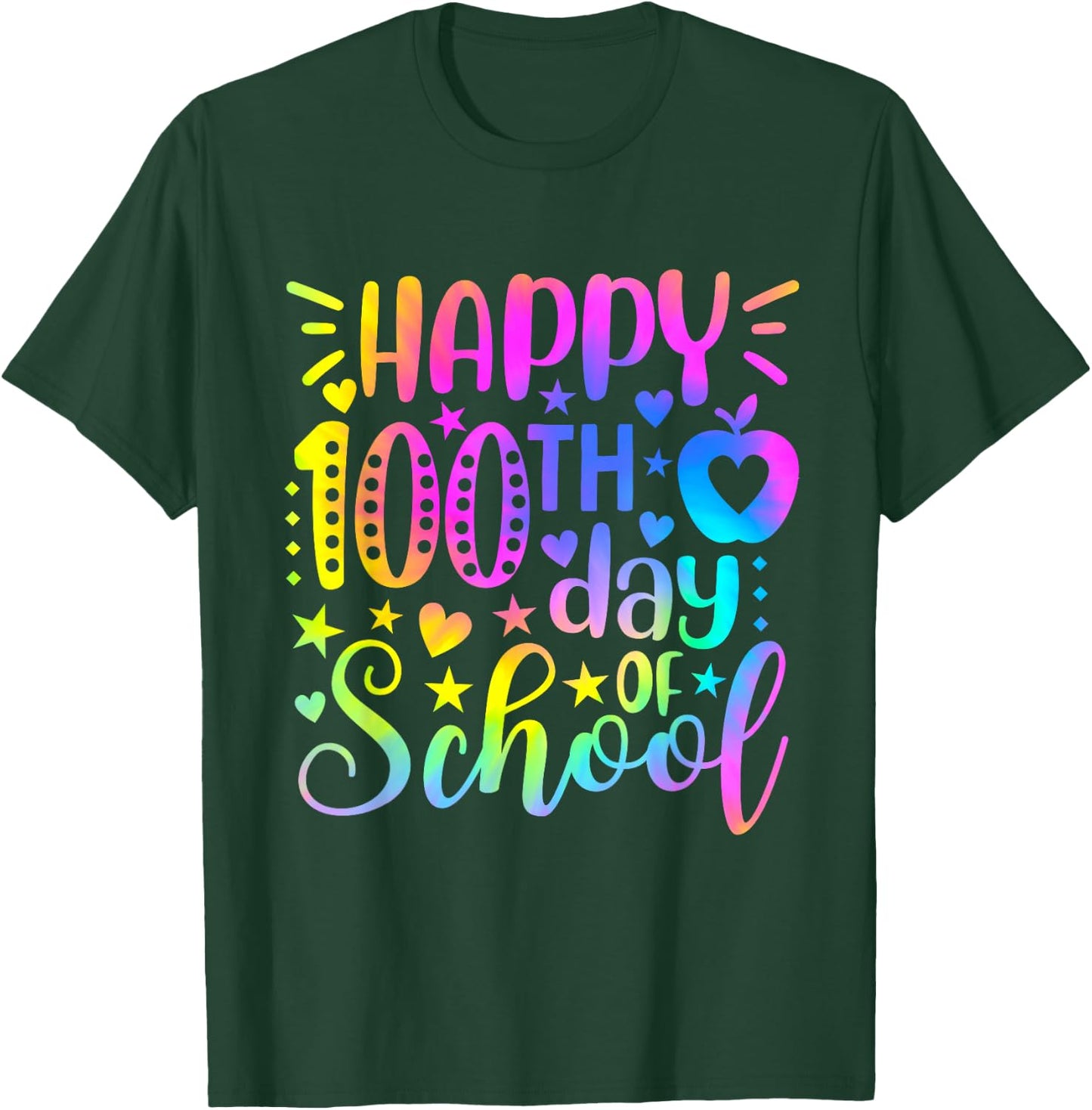 Happy 100th Day Of School Tie Dye 100 Days Smarter Students T-Shirt - T-Shirt | Forest