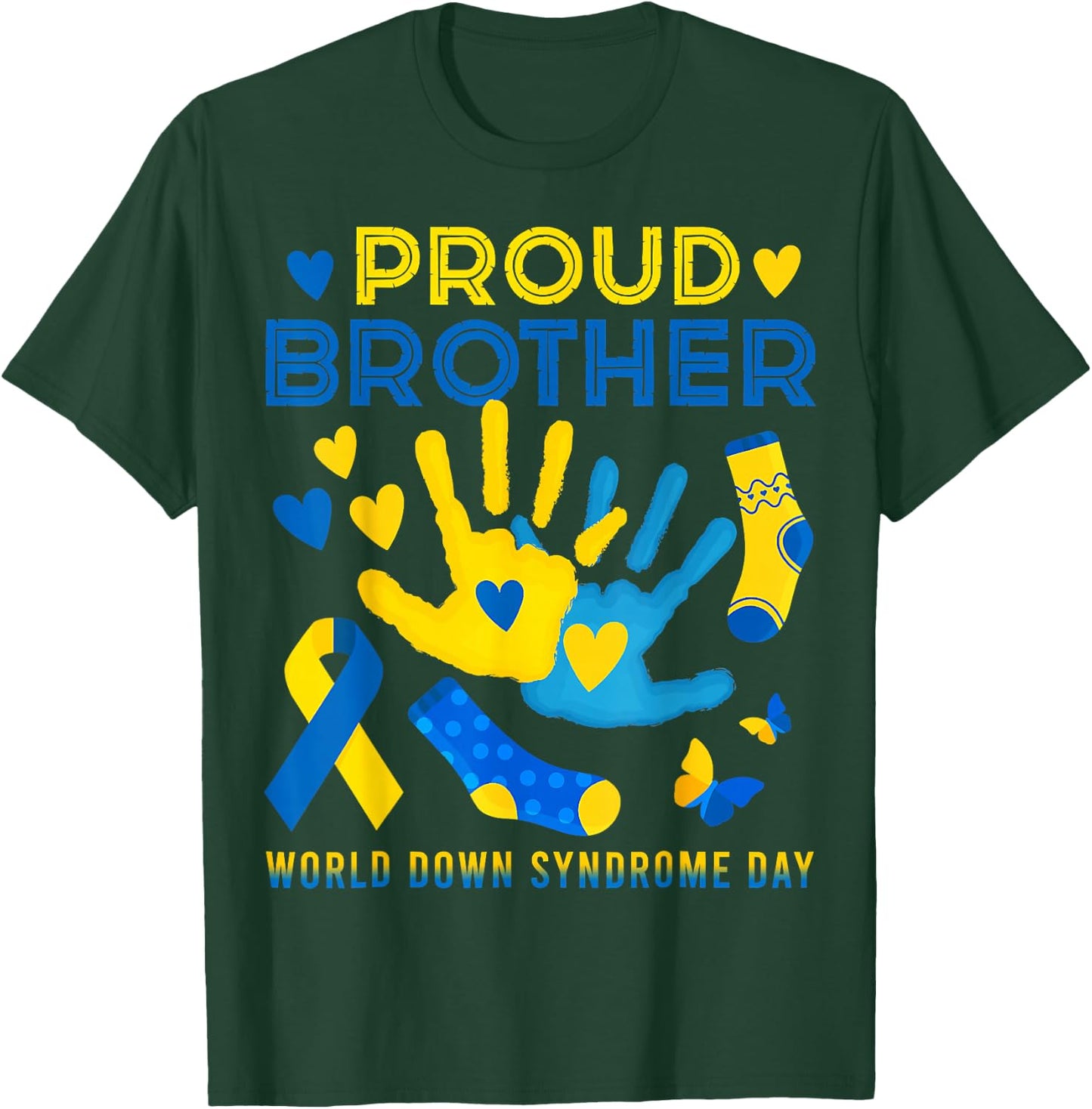 Proud Brother T21 World Down Syndrome Awareness Day Ribbon T T-Shirt - T-Shirt | Forest