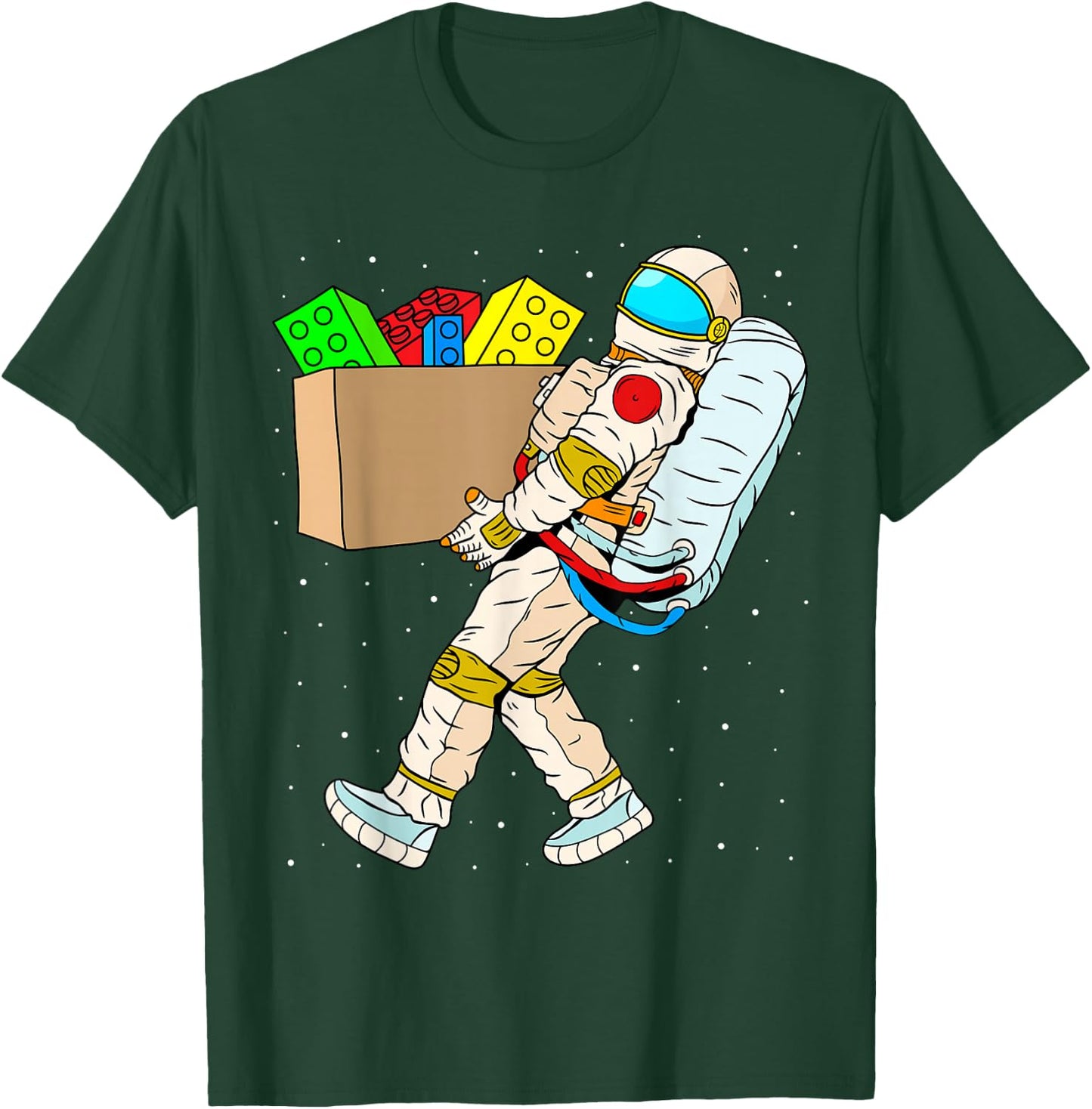 Space Astronaut Master Builder Boys Kids Building Blocks T-Shirt - T-Shirt | Forest