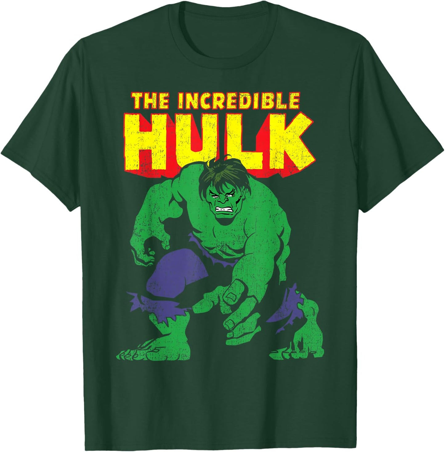 Marvel Classic The Incredible Hulk Distressed Portrait Small T-Shirt - T-Shirt | Forest