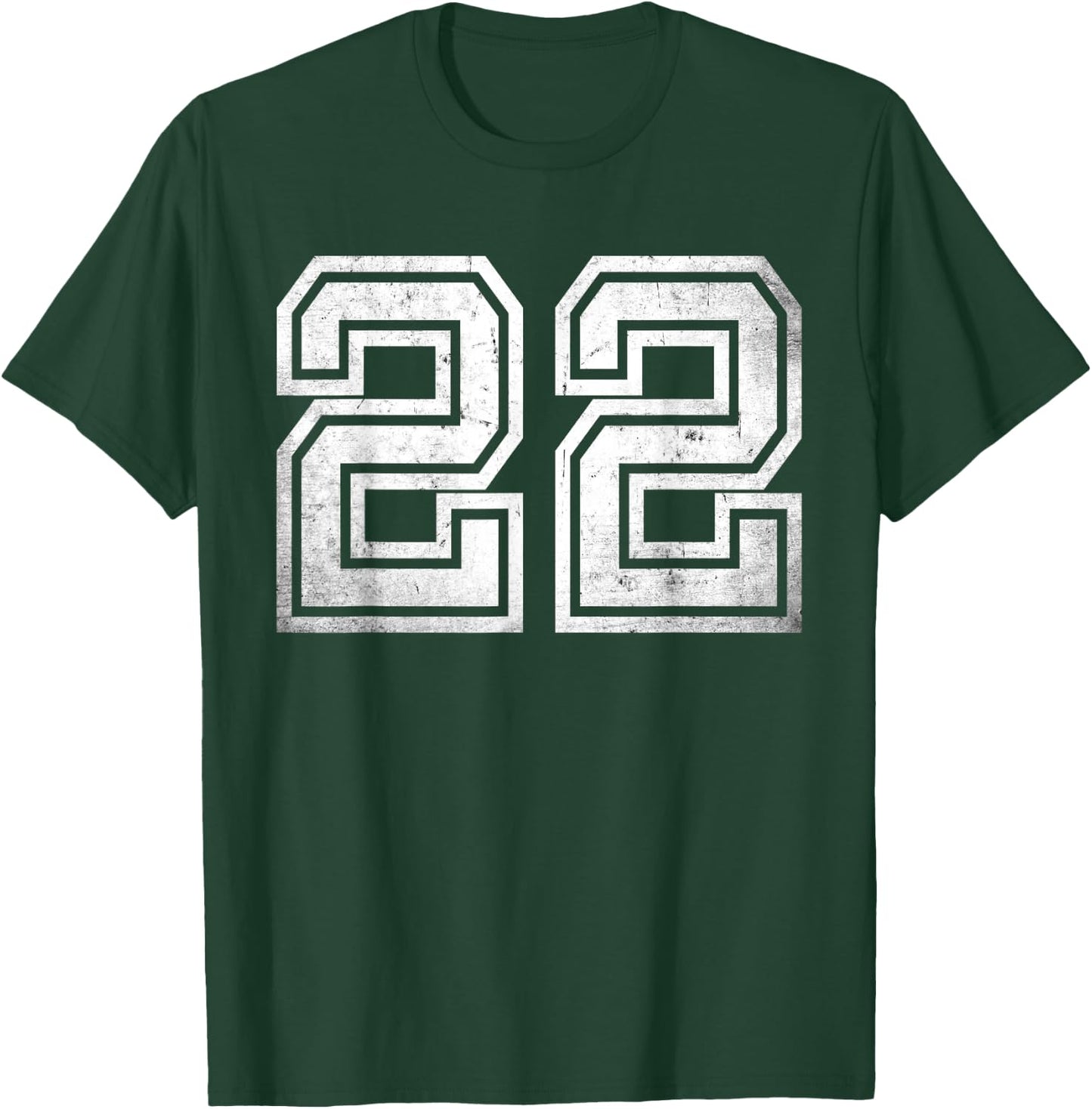 Distressed Number #22 Sport White Varsity Number T-Shirt - T-Shirt | Forest