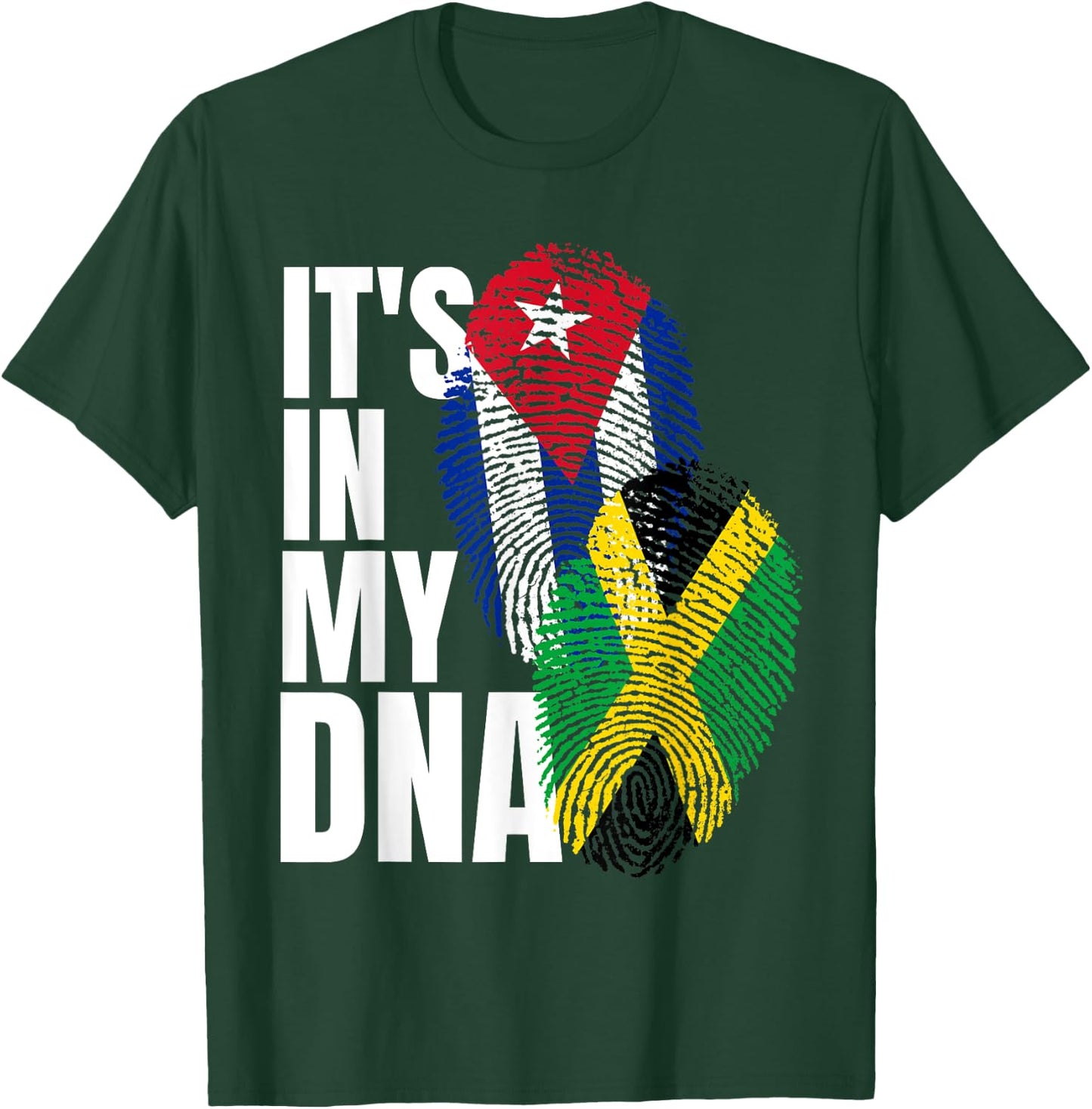 Jamaican And Cuban Mix DNA Heritage Flag T-Shirt - T-Shirt | Forest
