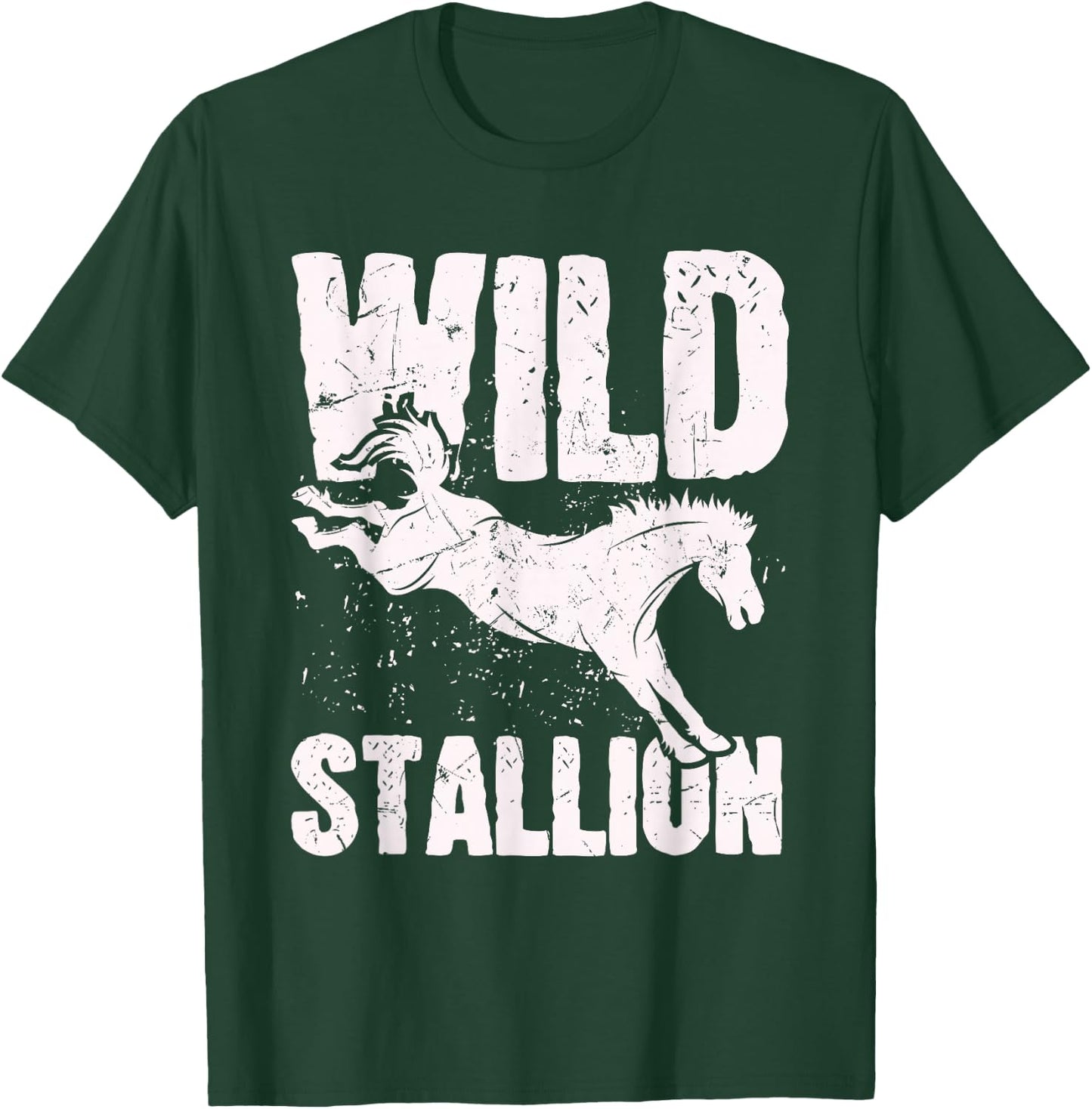 Cool Wild Stallion Rider Riding Horse Lover Horse Owners T-Shirt - T-Shirt | Forest