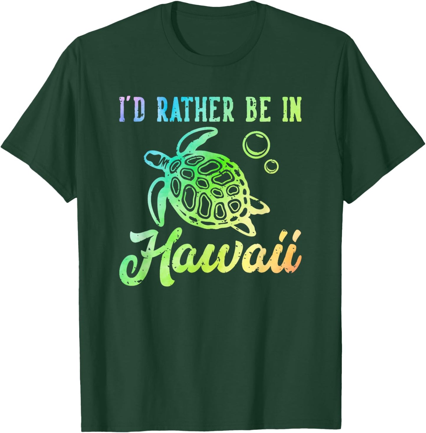 Rather Be in Hawaii Honu Rainbow Tie Dye Hawaiian Sea Turtle T-Shirt - T-Shirt | Forest