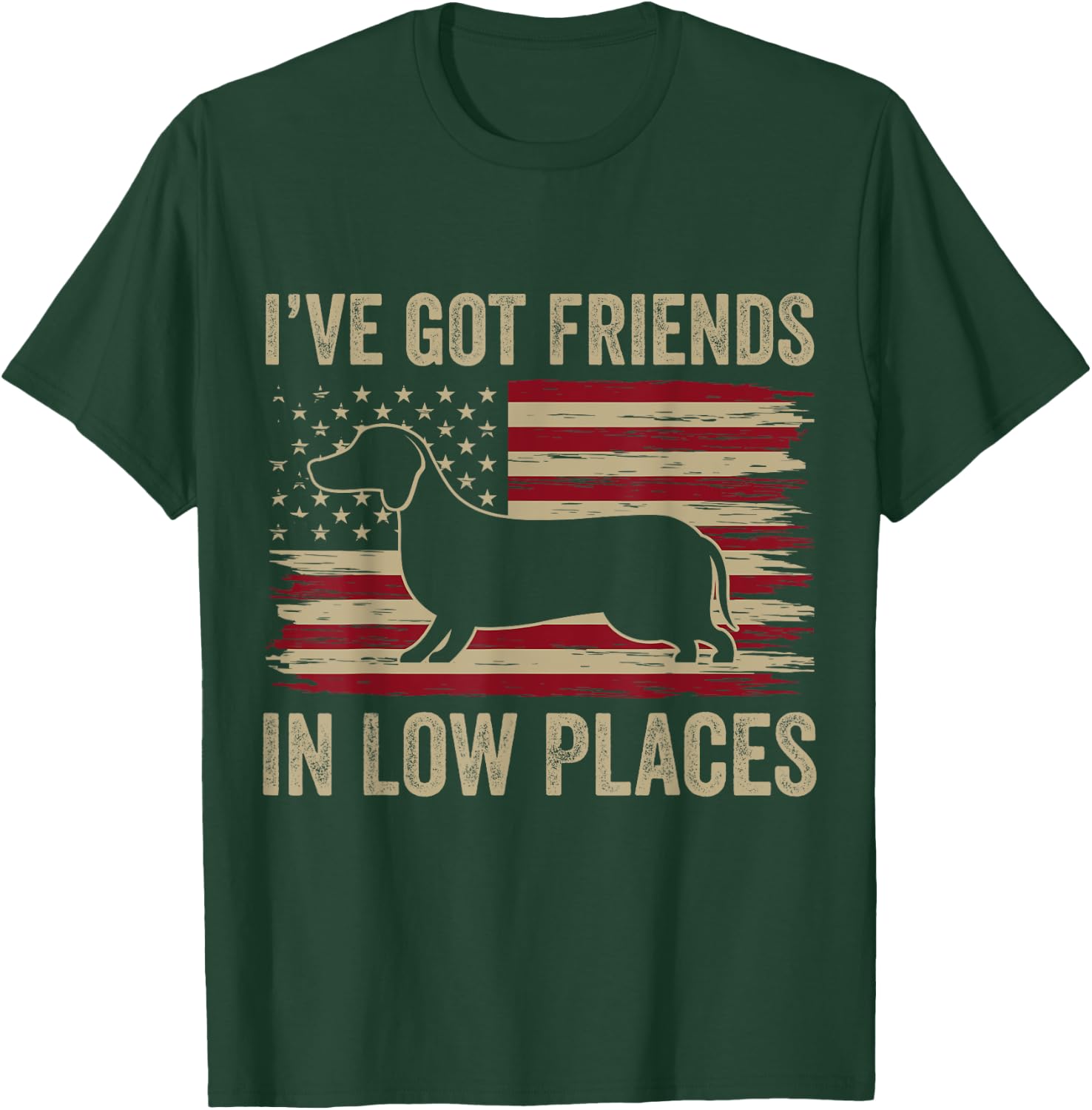 Dachshund I've Got Friends In Low Places Wiener Dog Vintage Men Women Kids T-Shirt - T-Shirt | Forest