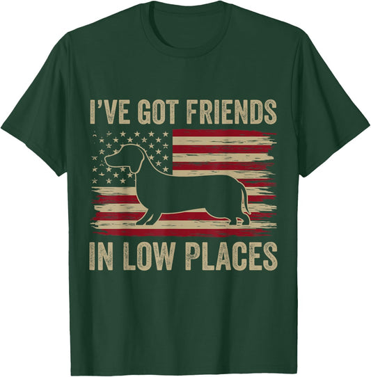 Dachshund I've Got Friends In Low Places Wiener Dog Vintage Men Women Kids T-Shirt - T-Shirt | Forest