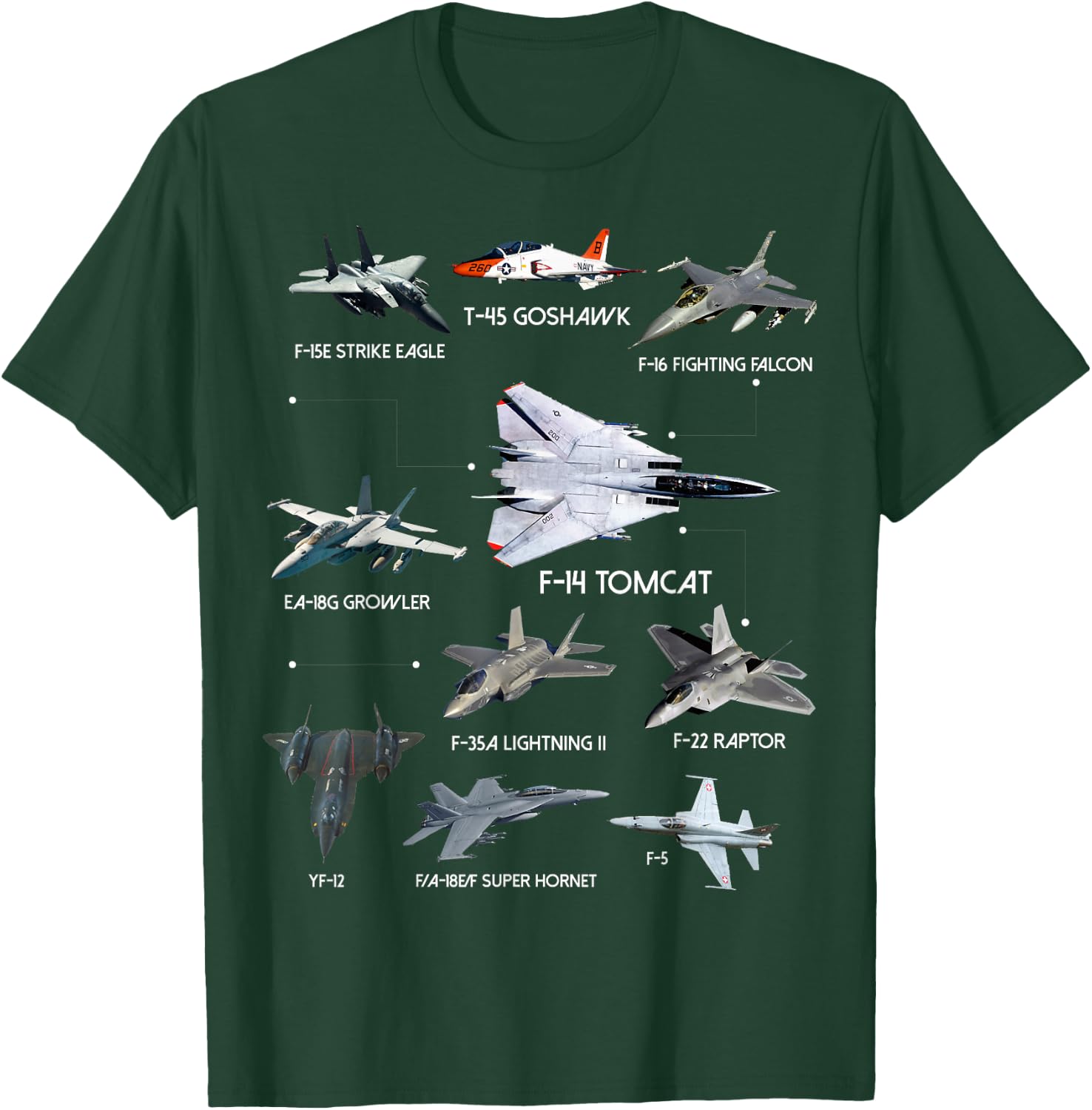 American Fighters Jets Funny Plane Aviation Enthusiasts T-Shirt - T-Shirt | Forest