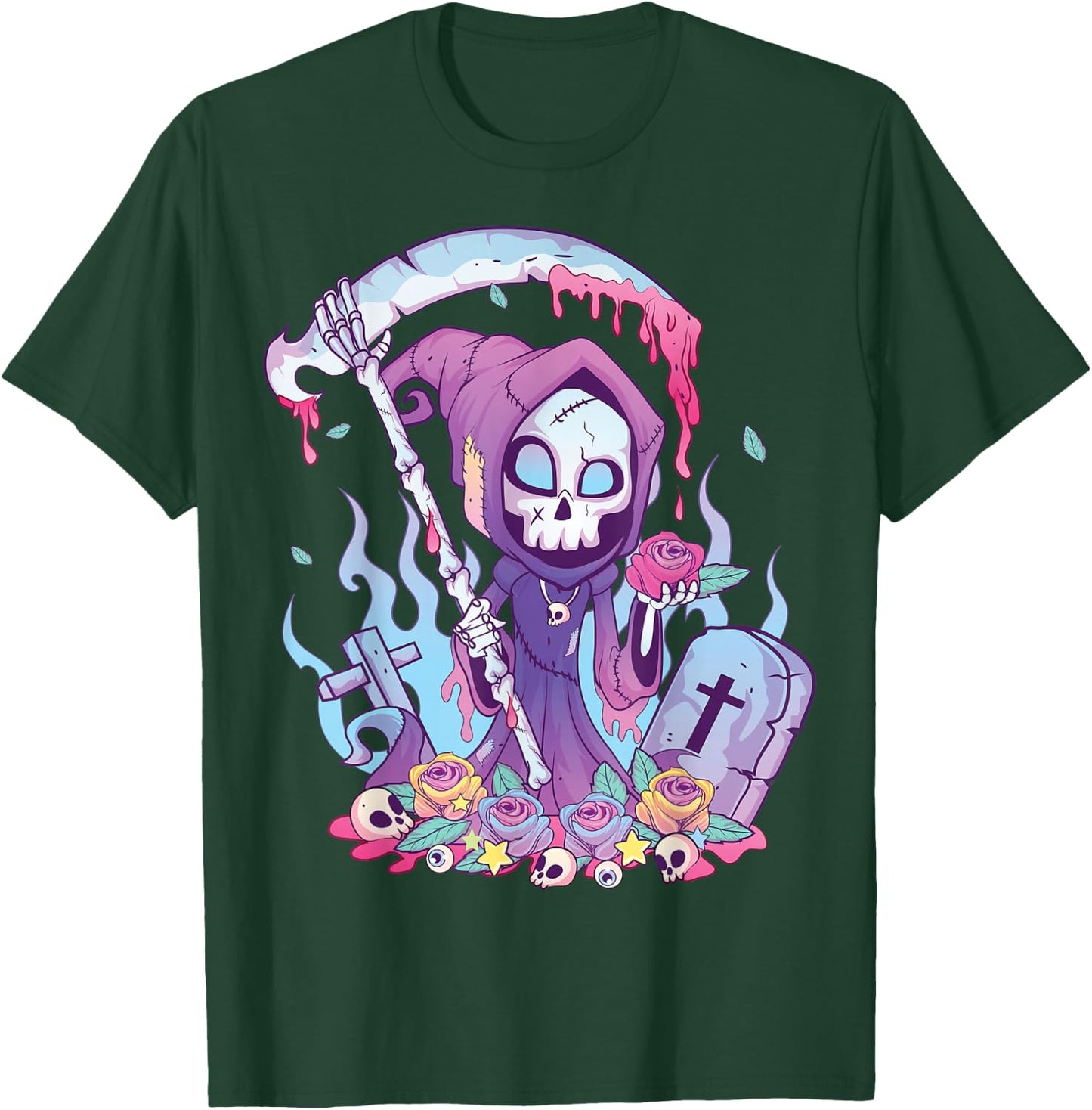 Pastel Goth Creepy Death Grim Reaper Kawaii Occult Menhera Small T-Shirt - T-Shirt | Forest