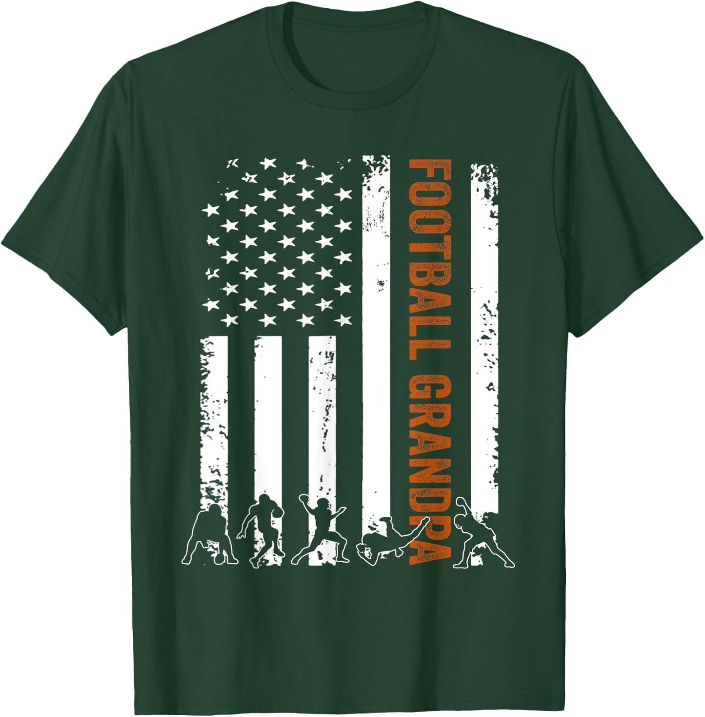 Football Grandpa Flag USA Gift Football Grandpa T-Shirt - T-Shirt | Forest