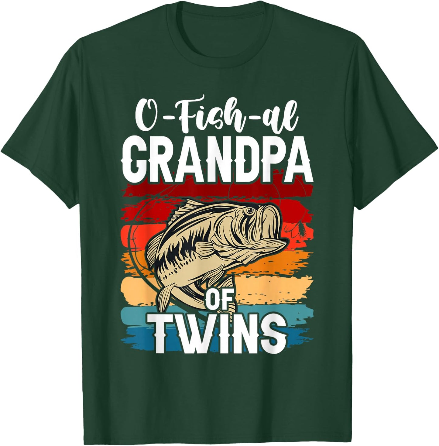 O Fish Al Grandpa Twins Baby Announcement Fishing Fisherman T-Shirt - T-Shirt | Forest